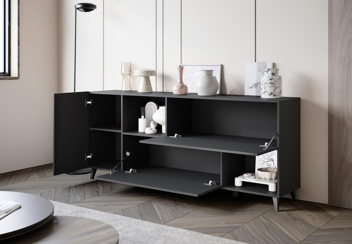 ŠIROKÁ KOMODA PHUKET SIDEBOARD 181 - čierna, Design, kompozitné drevo/plast (180/76/39cm) - P & B