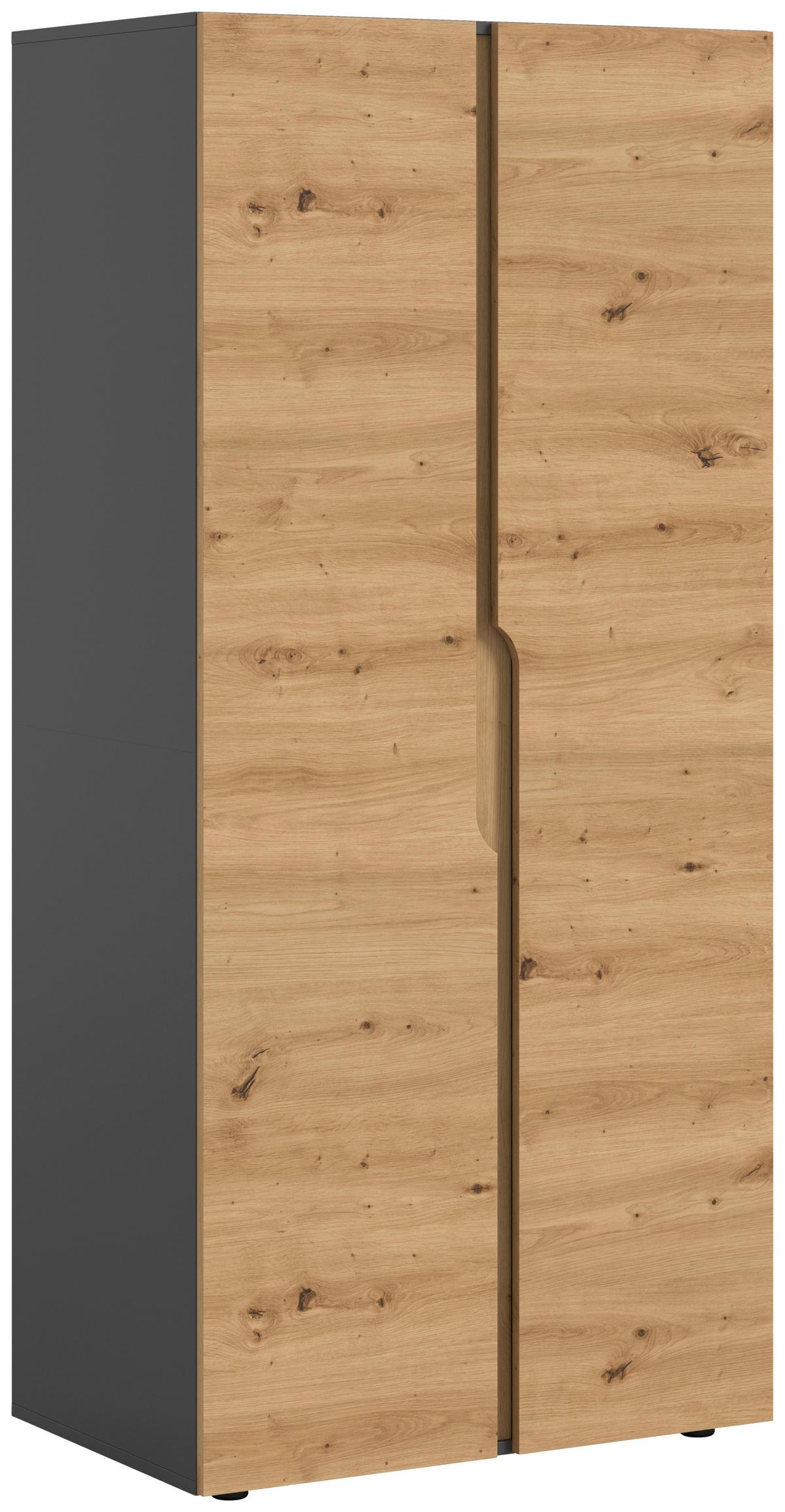 Drehtürenschrank Anga Anthr. /Eiche Artisan Dekor B: 80cm - Anthrazit/Eiche Artisan, MODERN, Holzwerkstoff (80/180/51cm) - MID.YOU