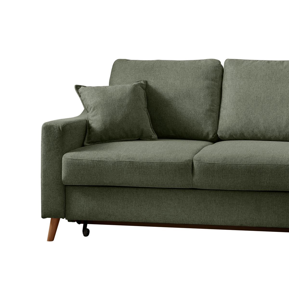 Ecksofa Valentina Dunkelgrün S: 230x200 Cm - Dunkelgrün/Naturfarben, MODERN, Textil (230/200cm) - Livetastic
