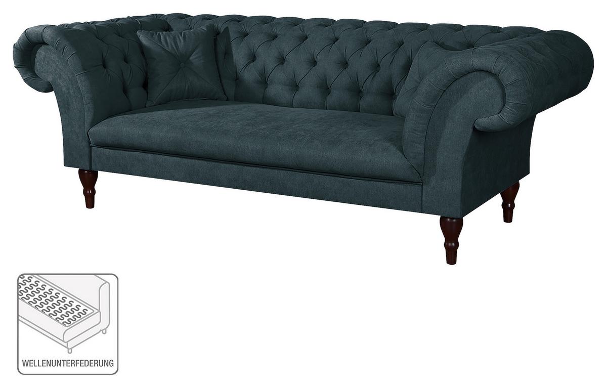 3-Sitzer-Sofa Preston Dunkelgrau B: 232 cm - Dunkelgrau/Braun, Design, Textil (232/79/97cm) - Livetastic