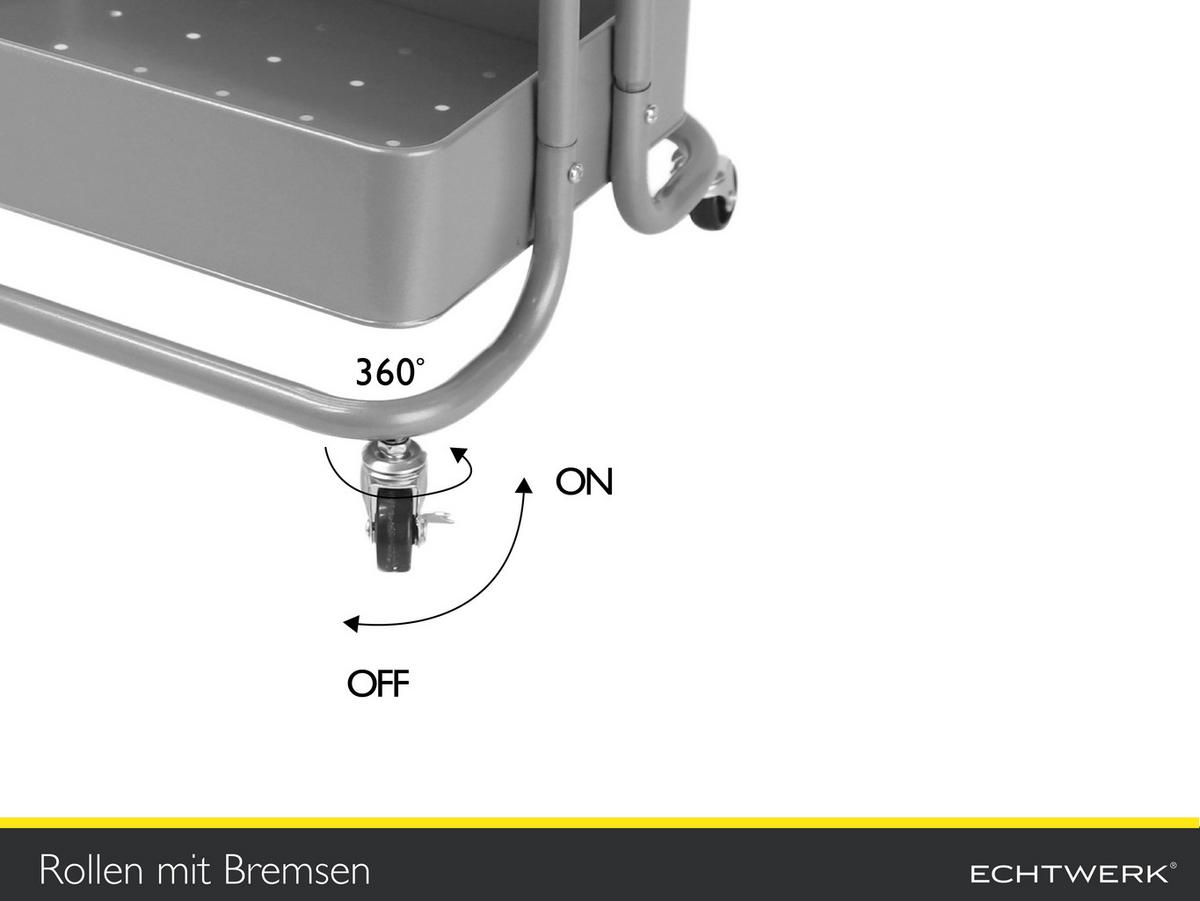 Servierwagen Danao - Silberfarben/Silbereichenfarben, Basics, Metall (43/32/86cm) - Echtwerk