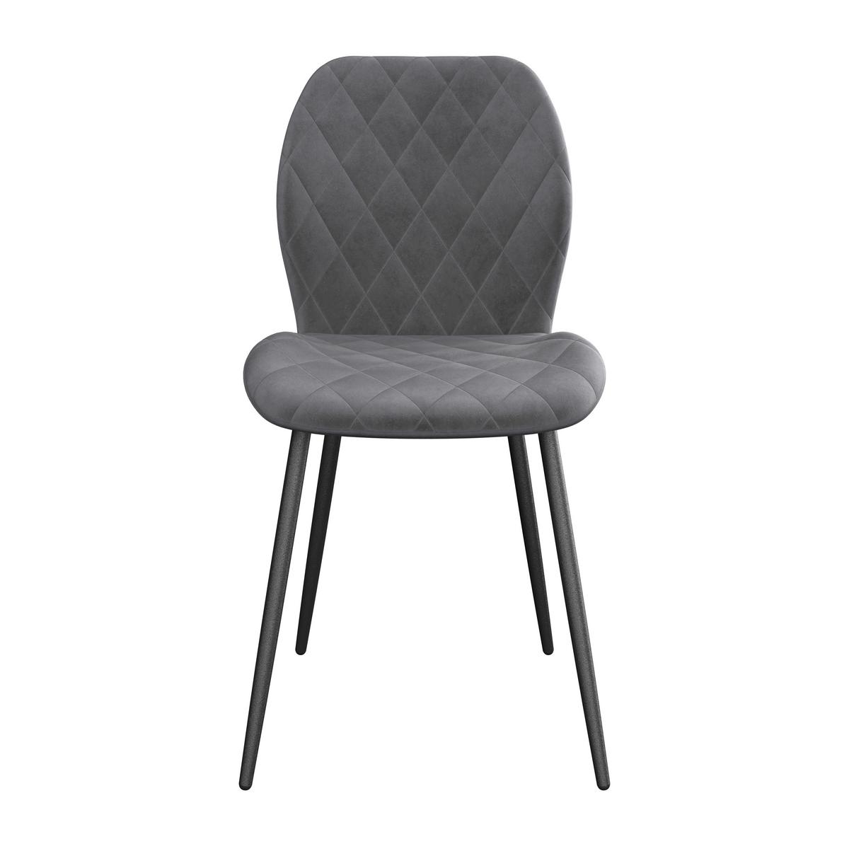 Vierfußstuhl Zoe Samt dunkelgrau, B: 58cm - Dunkelgrau/Schwarz, Trend, Textil/Metall (58/85/47cm)