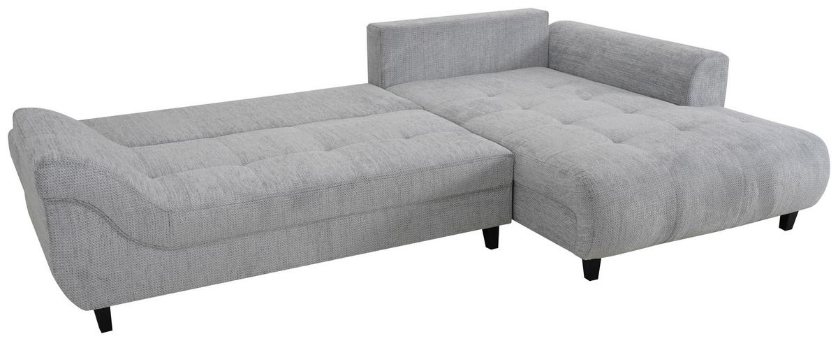 Ecksofa Mendoza New Chenille Grau, Lf: 125x241cm - Schwarz/Grau, KONVENTIONELL, Textil (309/197cm) - Ondega