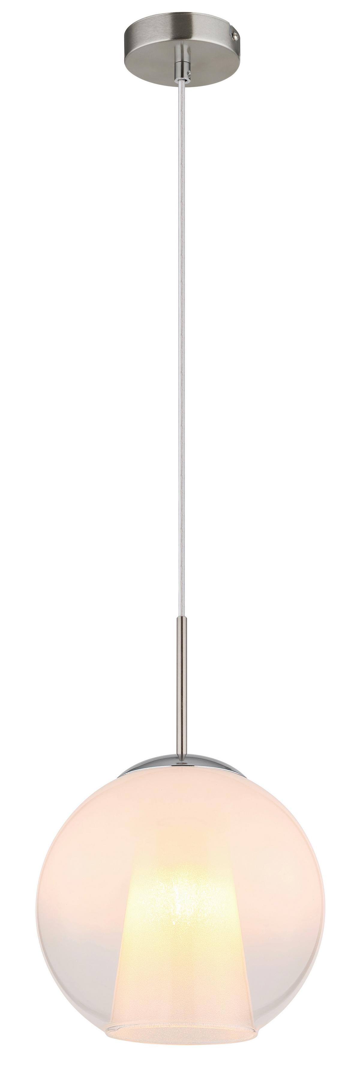 Hängeleuchte Barry Chromfarben Glas D: 25cm - Klar/Chromfarben, Basics, Glas/Kunststoff (25/120cm) - Globo