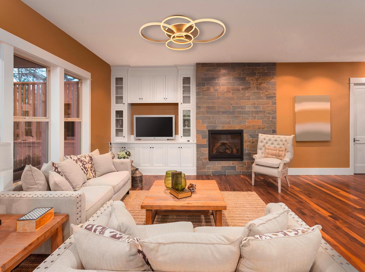 Led-deckenleuchte 48467-70ch Lorelei - Klar/Champagner, Design, Kunststoff/Metall (110/88/12cm) - Globo