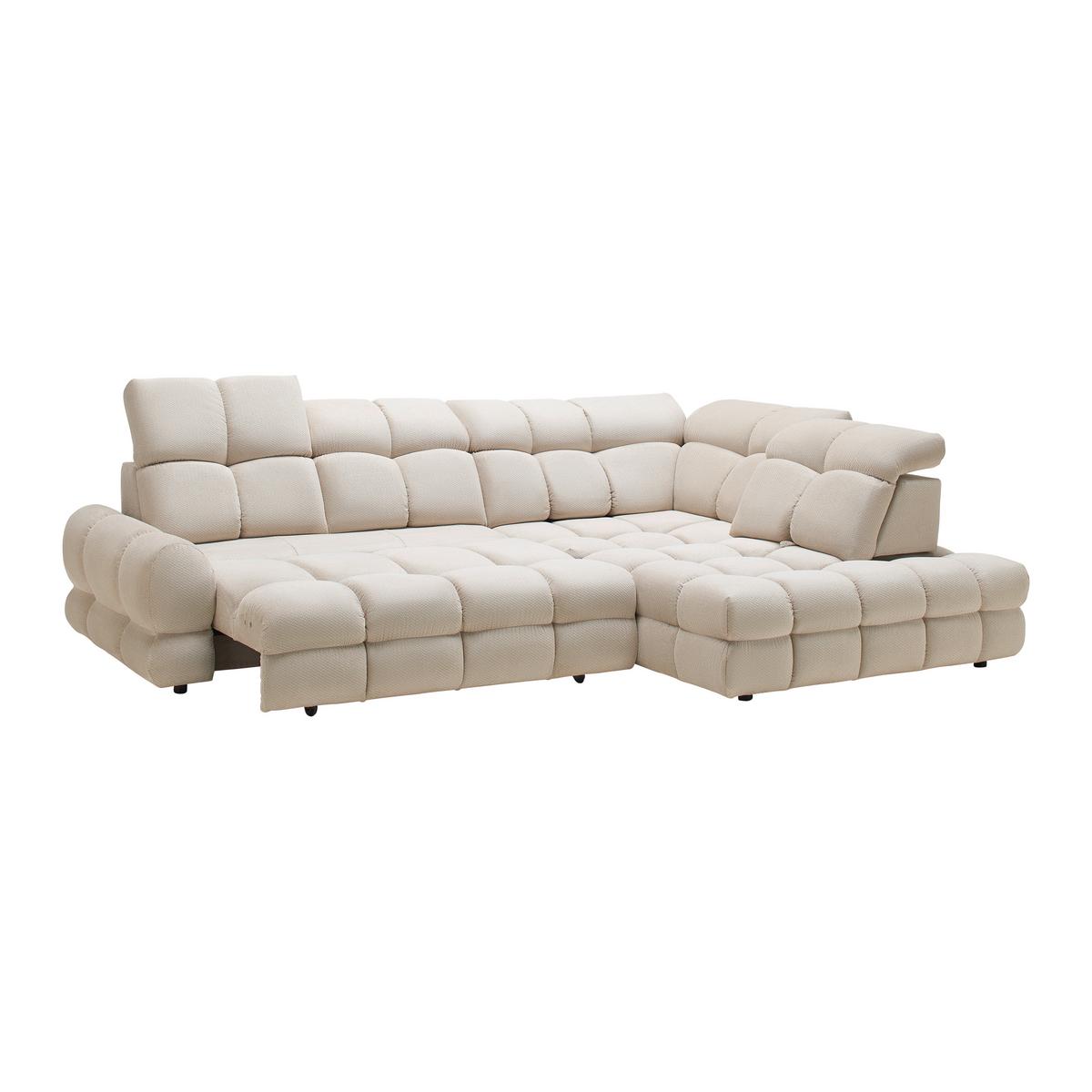 Rohová sedačka TOLLO L, pravá, béžová, elektrický výsuv - čierna/béžová, Modern, drevo/kompozitné drevo (302/217cm) - Premium Living