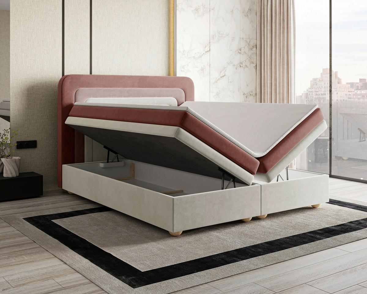 Boxbett Nest Lf: 180x200 Creme/Rosa/Beere - Beere/Creme, MODERN, Holz/Kunststoff (180/200cm) - MID.YOU
