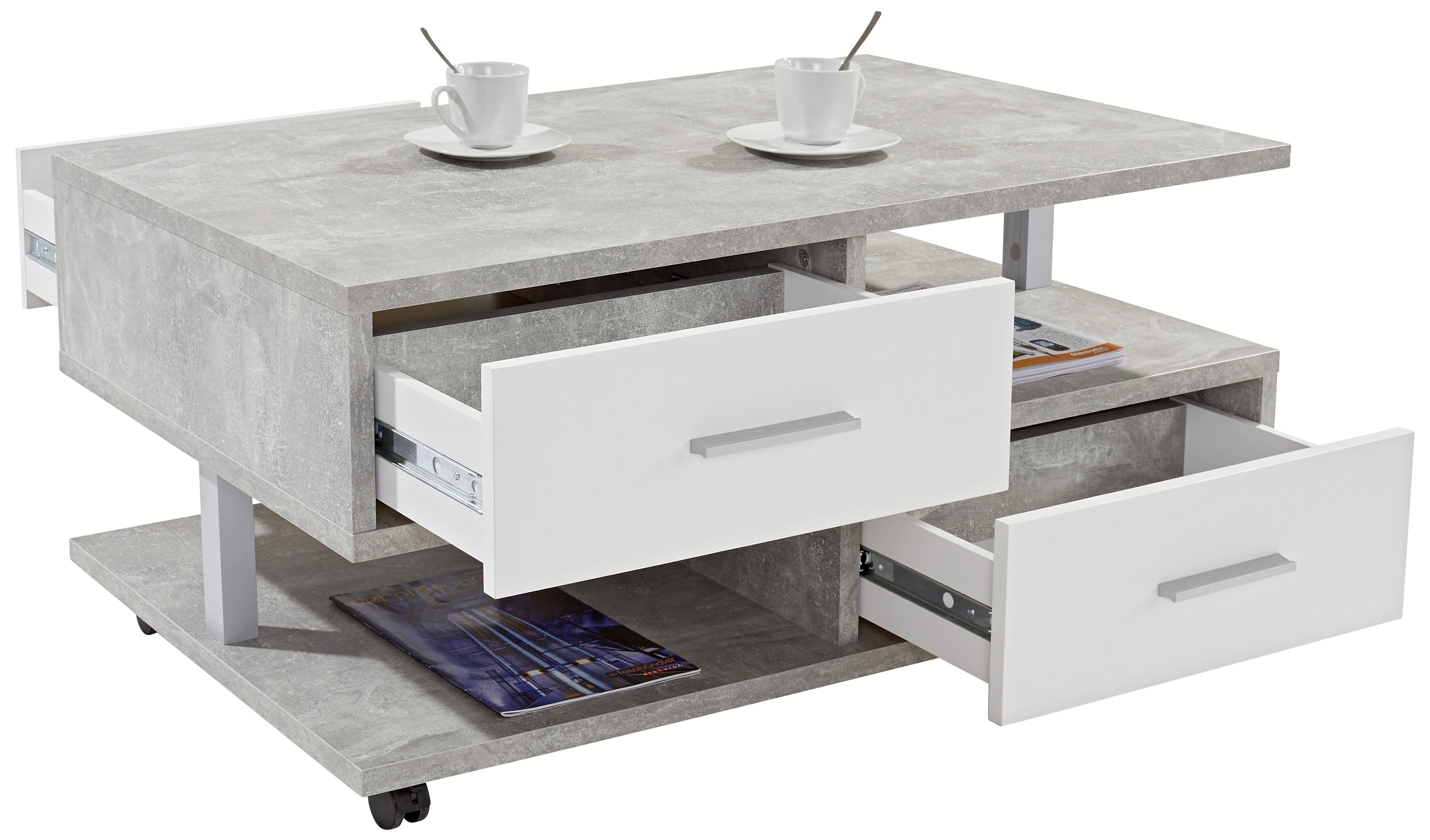 Dohányzóasztal Quattro - Szürke/Fehér, modern, Faalapú anyag (105/45/60cm)