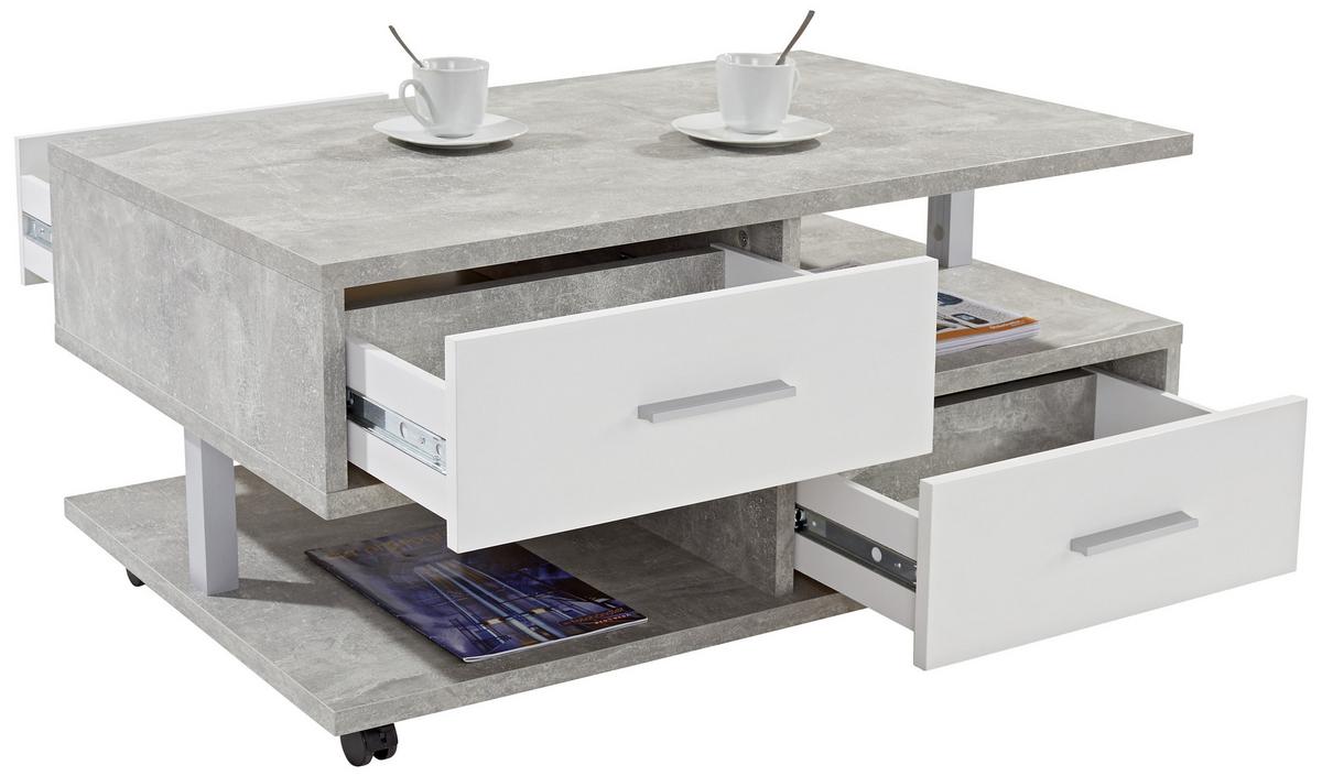 Dohányzóasztal Quattro - fehér/szürke, Modern, faalapú anyag (105/45/60cm)