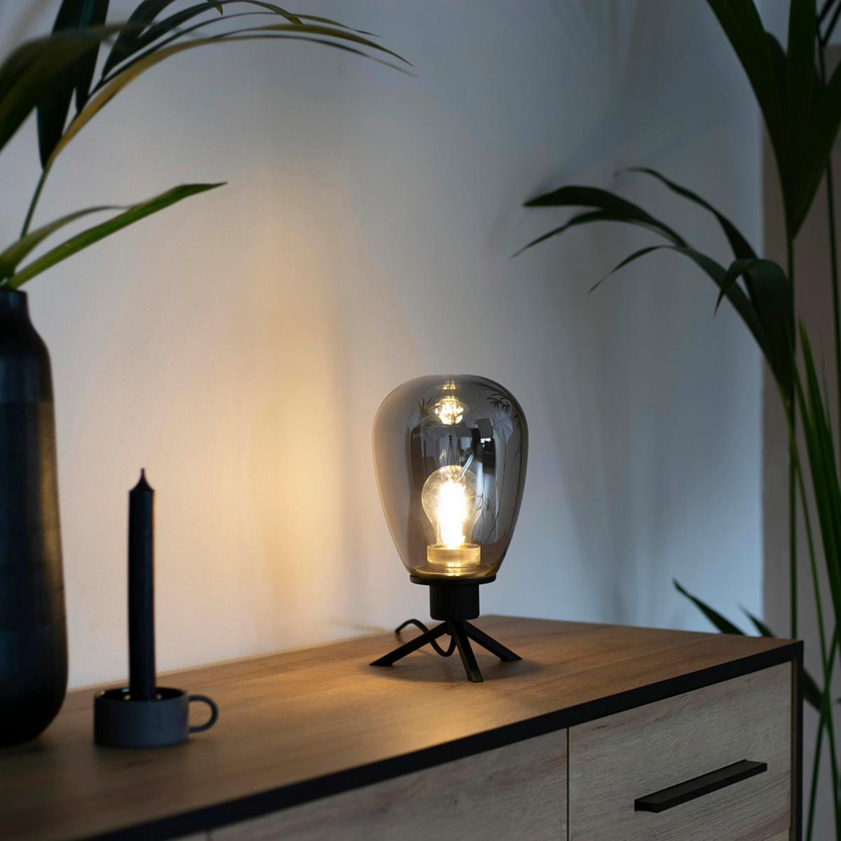 Tischleuchte Reflexion - Schwarz, Trend, Glas/Metall (15/28/15cm)