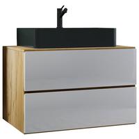 Waschtischkombi Lendas Bl S - Honigeiche/Schwarz, MODERN, Keramik/Holzwerkstoff (81cm) - MID.YOU