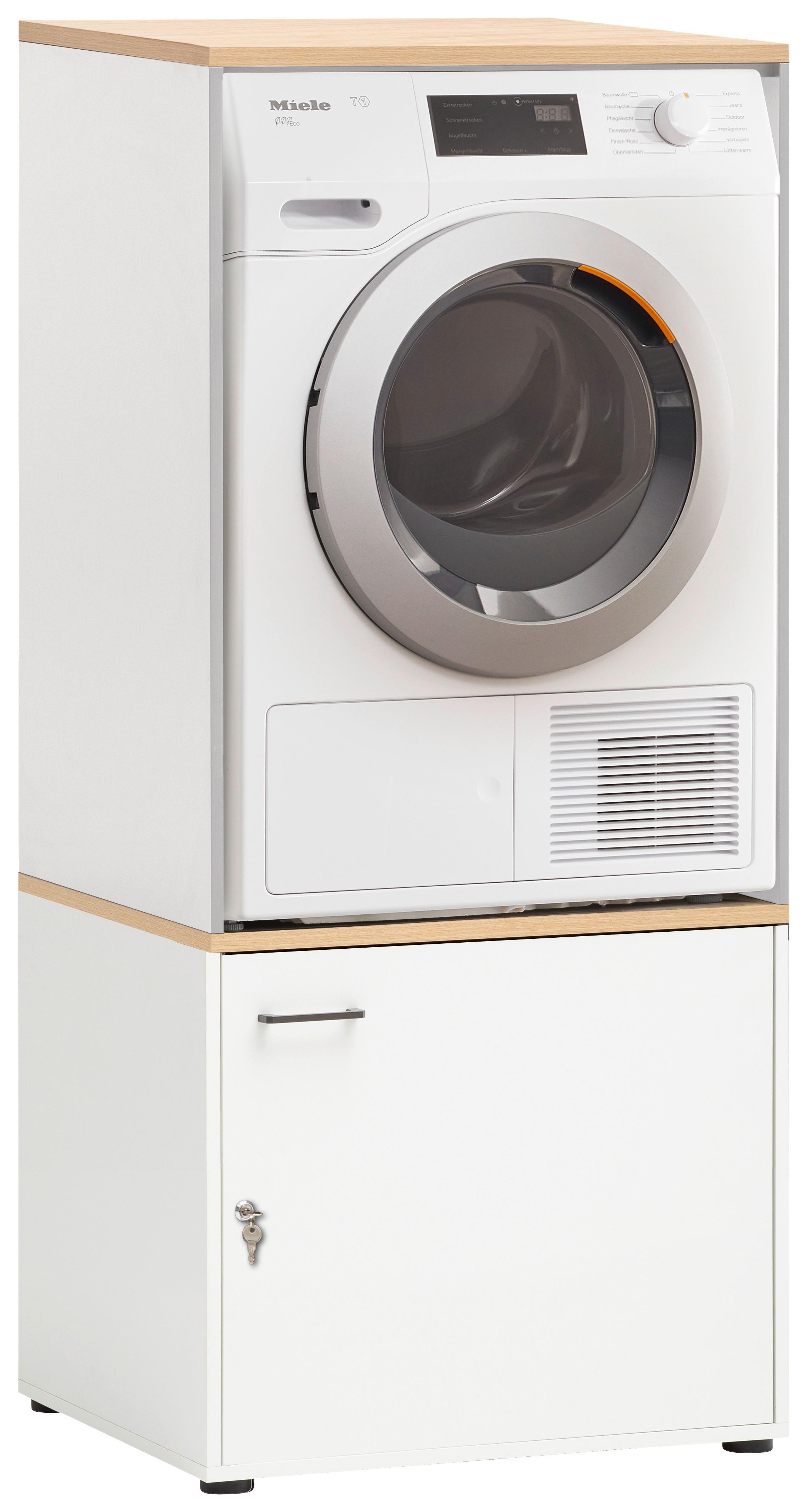 Waschmaschinenschrank Eichefarben/weiß B: 67,1 Cm - Eichefarben/Schwarz, MODERN, Holzwerkstoff (67,1/154,7/60cm) - MID.YOU