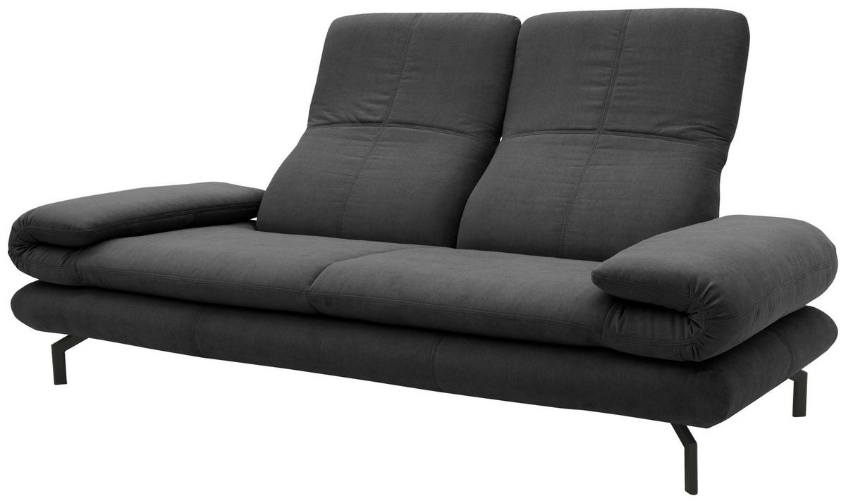 2,5-sitzer Dunkelgrau - Dunkelgrau/Schwarz, Design, Textil (224 (284)/83 (110)/98cm) - LOOKS by W.Joop