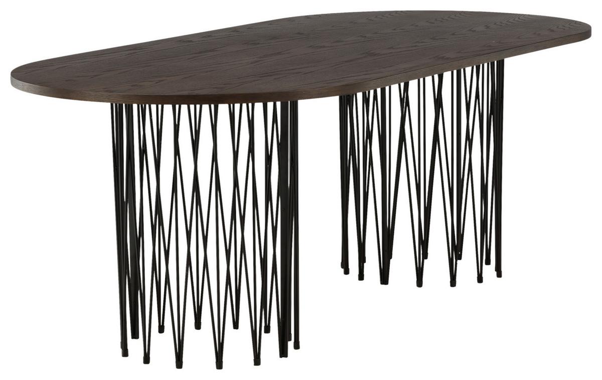 Esstisch Stone - Dunkelbraun/Schwarz, Design, Holz/Metall (220/100/74cm) - Livetastic