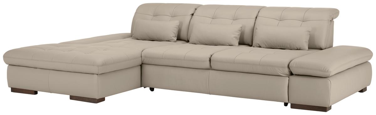 Rohová sedačka SANFINO, ľavá, svetlosivá pravá koža - svetlosivá/chrómová, Konventionell, kov/koža (199/79-96/305cm) - Premium Living