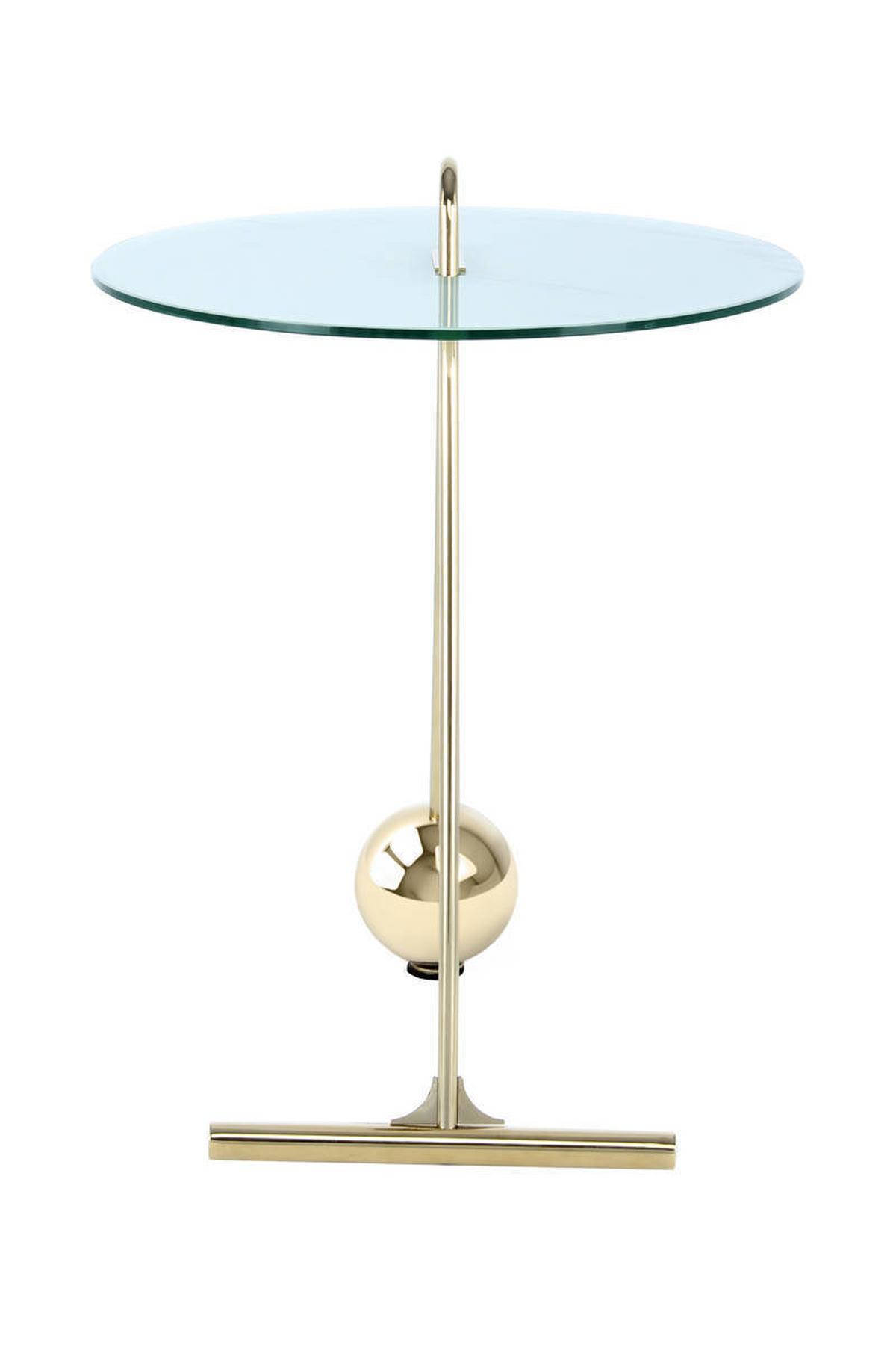 Beistelltisch Pendulum Weiß/Goldfarben - Goldfarben/Weiß, Basics, Glas/Metall (46/60cm) - Kayoom
