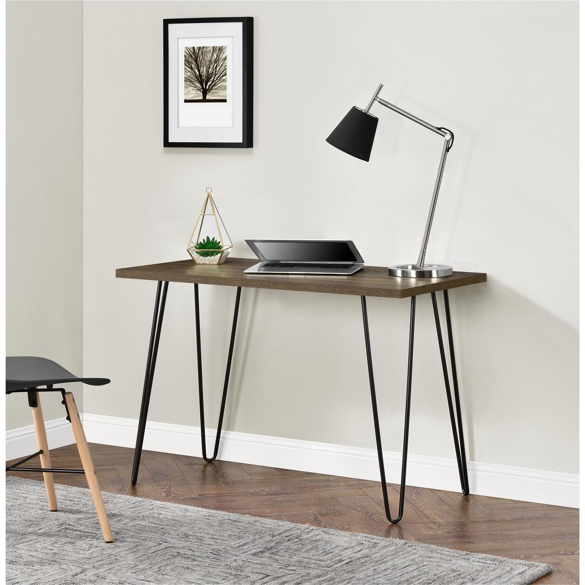 Schreibtisch Owen Walnussfarben B: 68 cm - Walnussfarben, Design, Holzwerkstoff/Metall (101/68/49cm) - MID.YOU