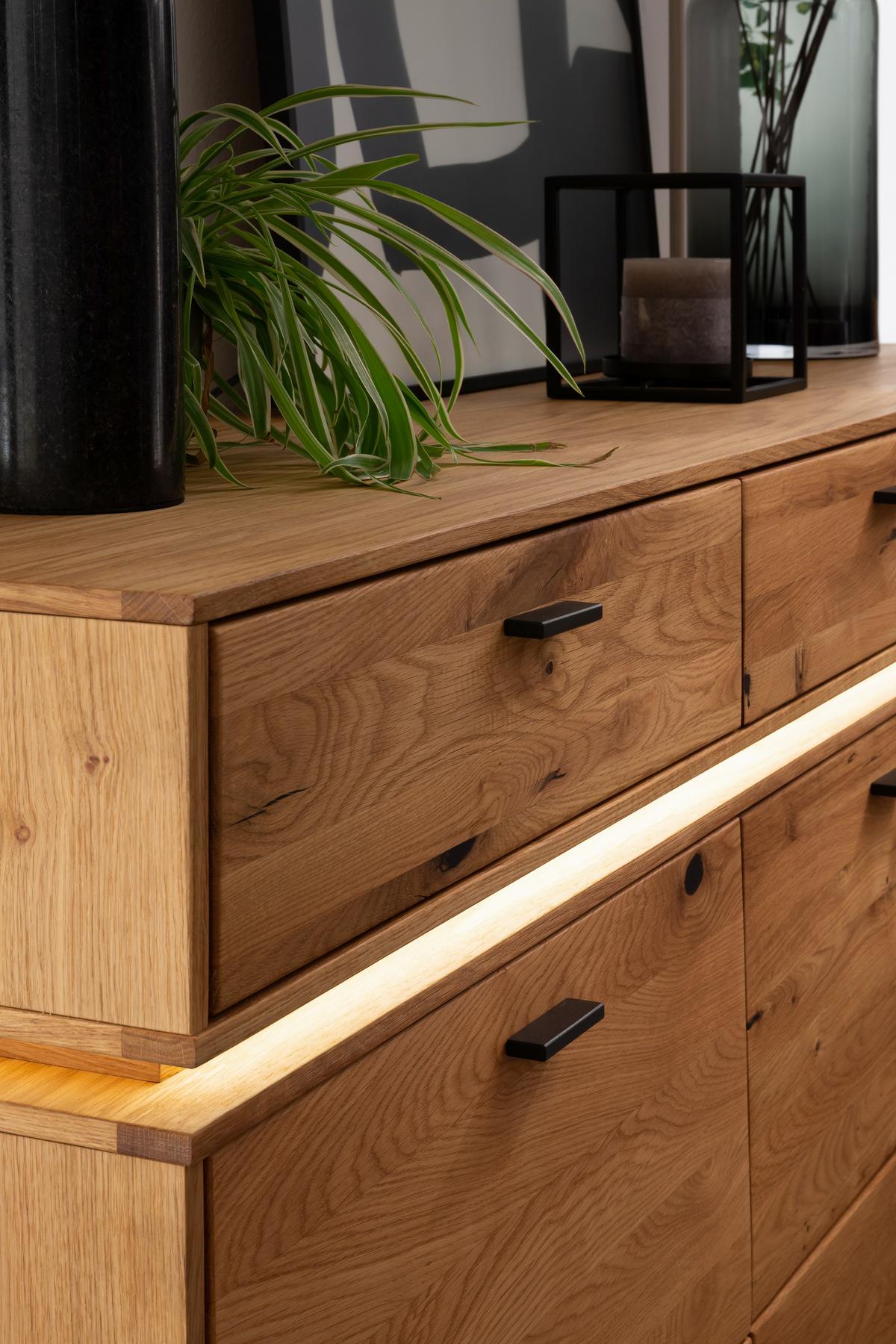 Sideboard Echtholz B: 183 cm Como Wildeiche - Wildeiche, Natur, Holz/Holzwerkstoff (183/90/44cm) - MID.YOU