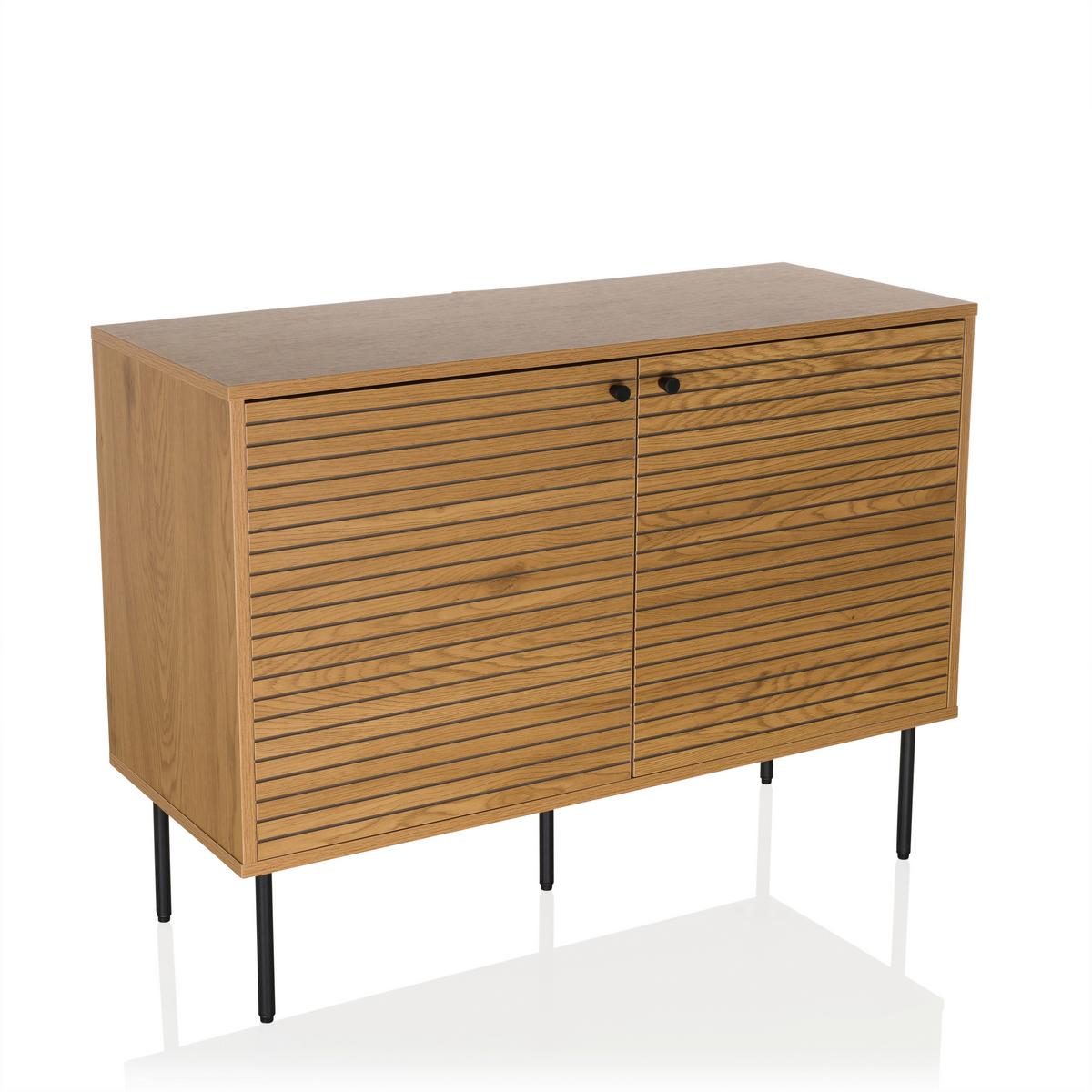 Linno S Sideboard Eichefarben B: 100 Cm - Eichefarben/Schwarz, MODERN, Holzwerkstoff (100/74/40cm) - MID.YOU