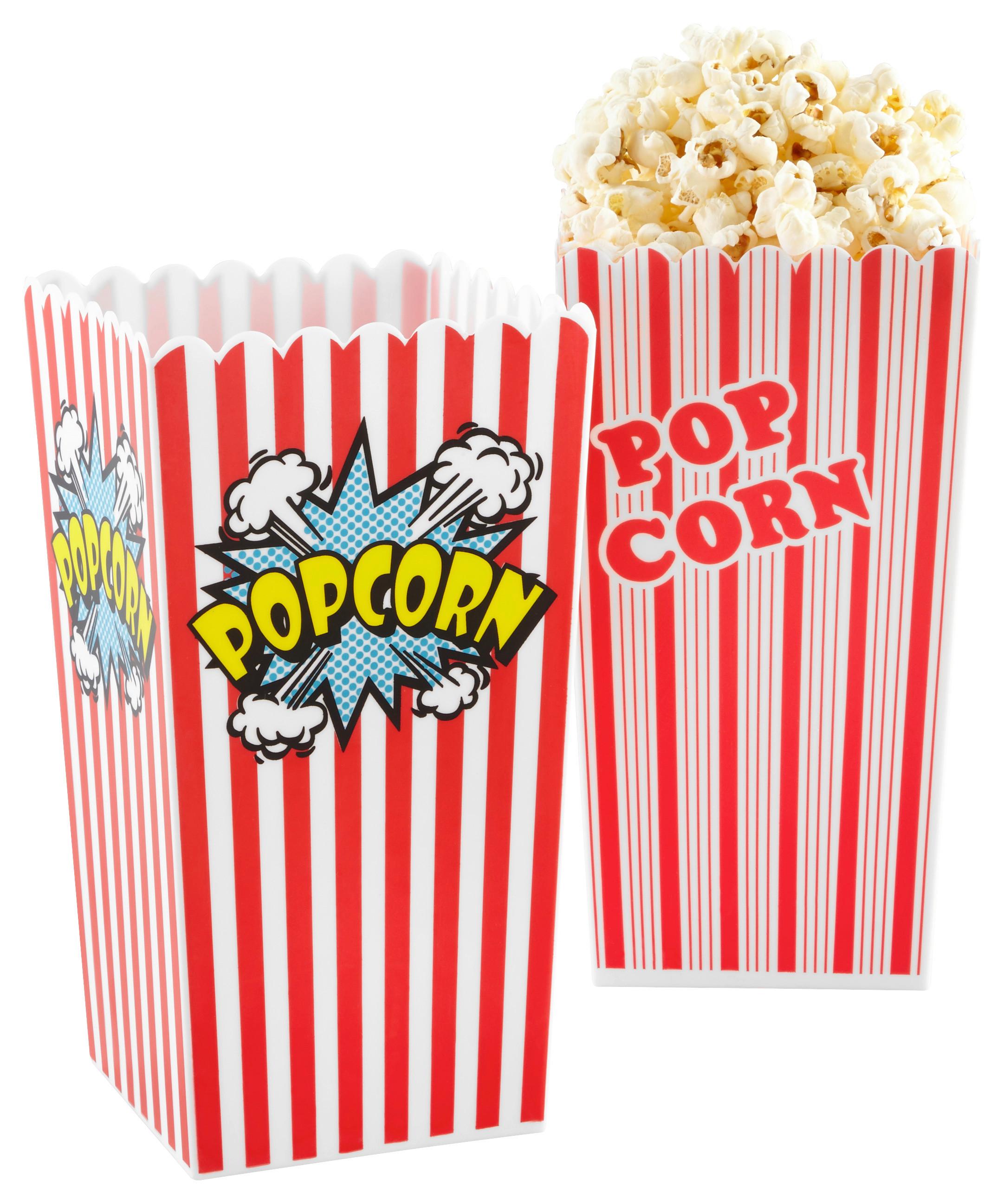 Nádoba na popcorn POPPY - biela/červená, plast (11/11/21,5cm) - Modern Living