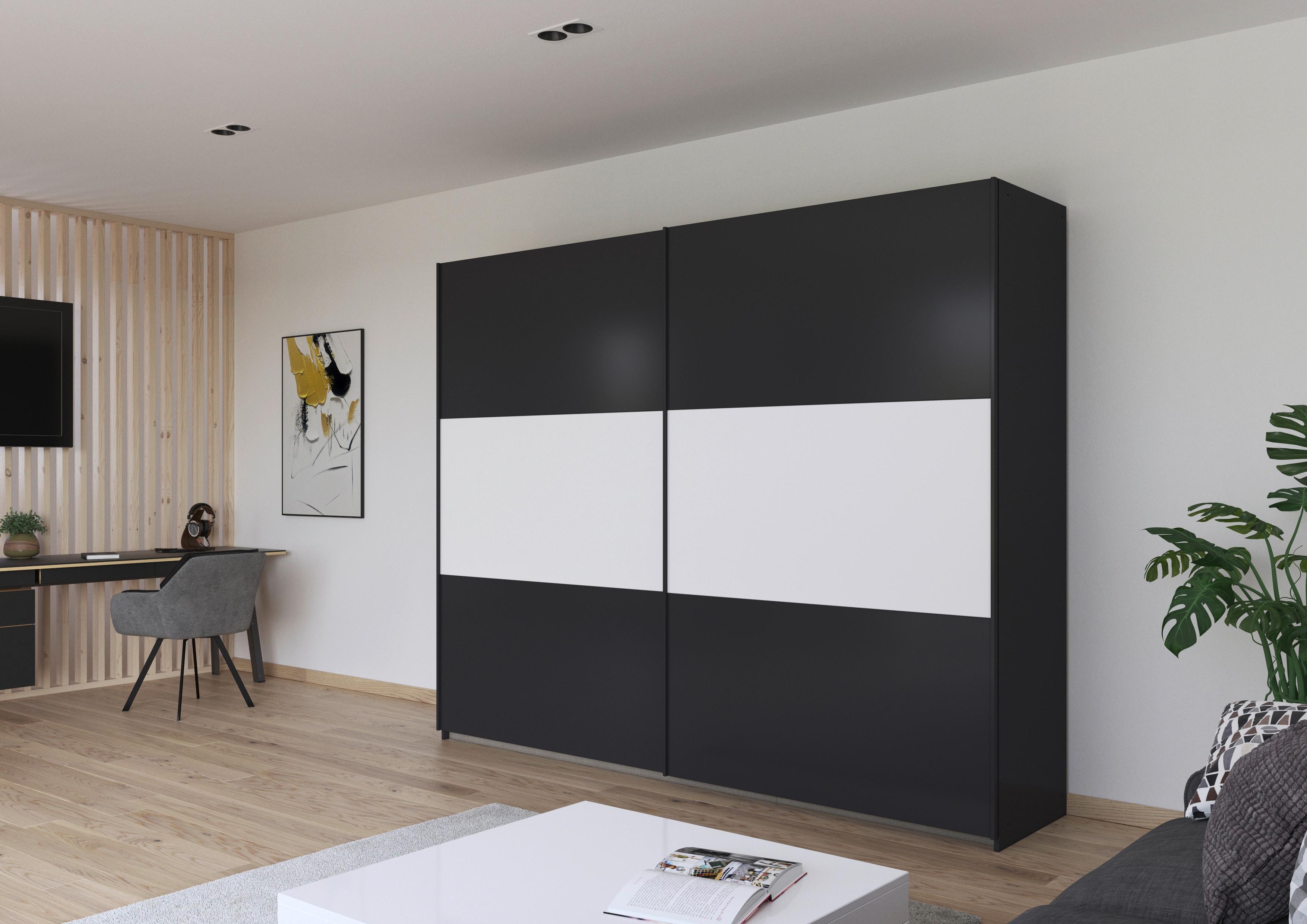 Schwebetürenschrank Neo Grau Weiß B: 261 Cm - Weiß/Grau, MODERN, Holzwerkstoff (261/210/59cm) - Rauch Möbel