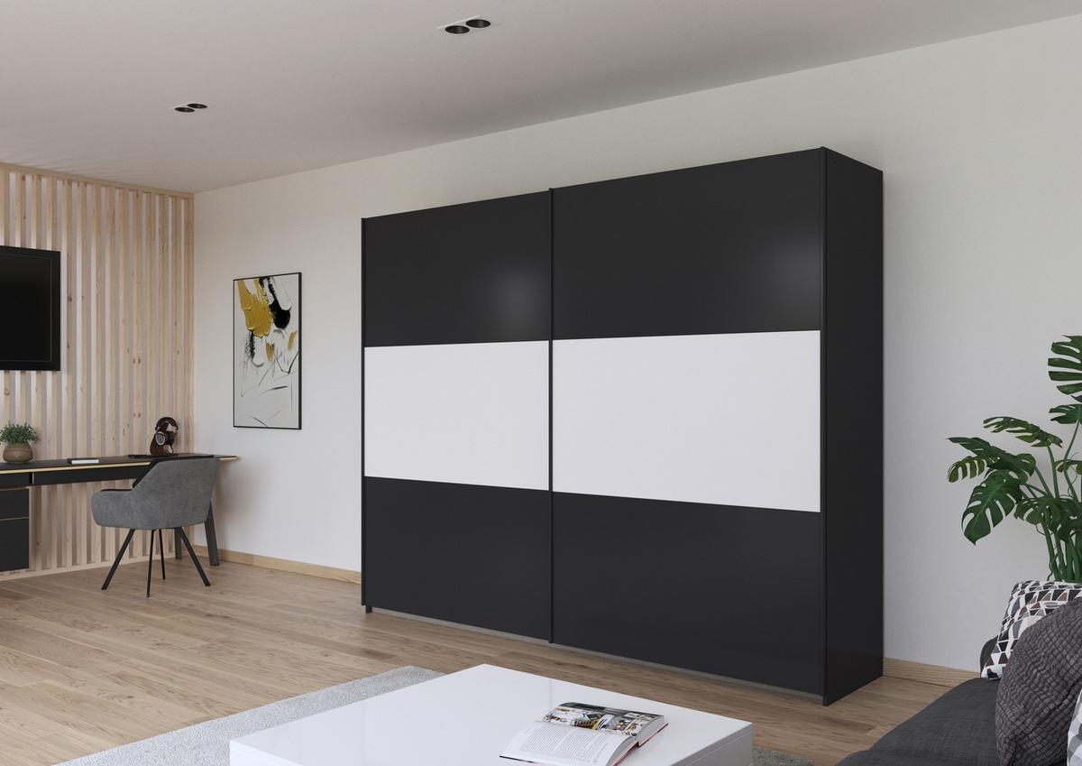 Schwebetürenschrank Neo Grau Weiß B: 261 cm - Weiß/Grau, MODERN, Holzwerkstoff (261/210/59cm) - Rauch Möbel