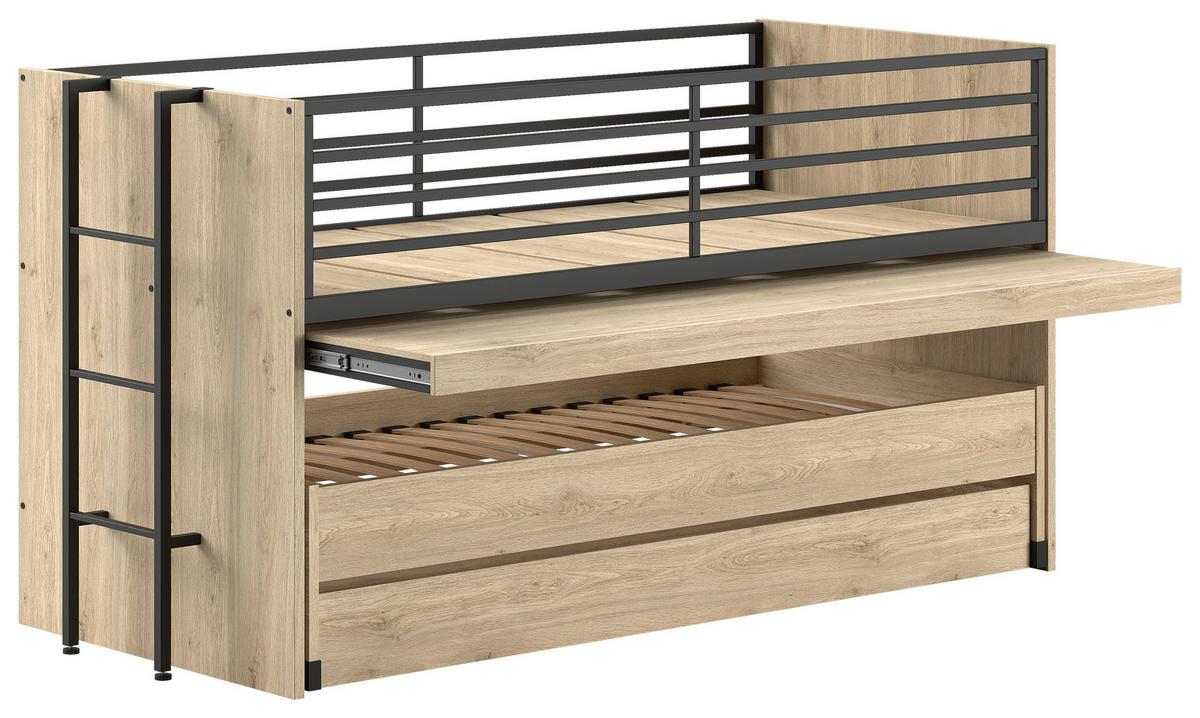 Hochbett Sam - Eichefarben, MODERN, Holzwerkstoff (90/200cm) - MID.YOU