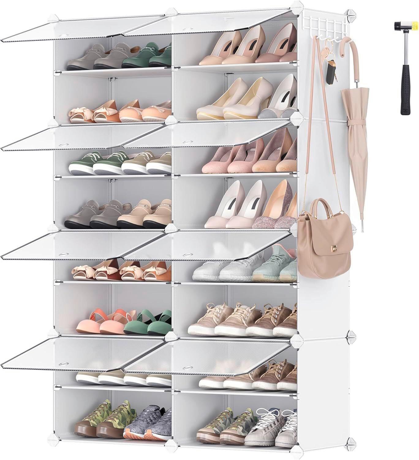 Schuhregal Weiß B: 83 cm - Weiß, Basics, Kunststoff/Metall (83/125/32cm)