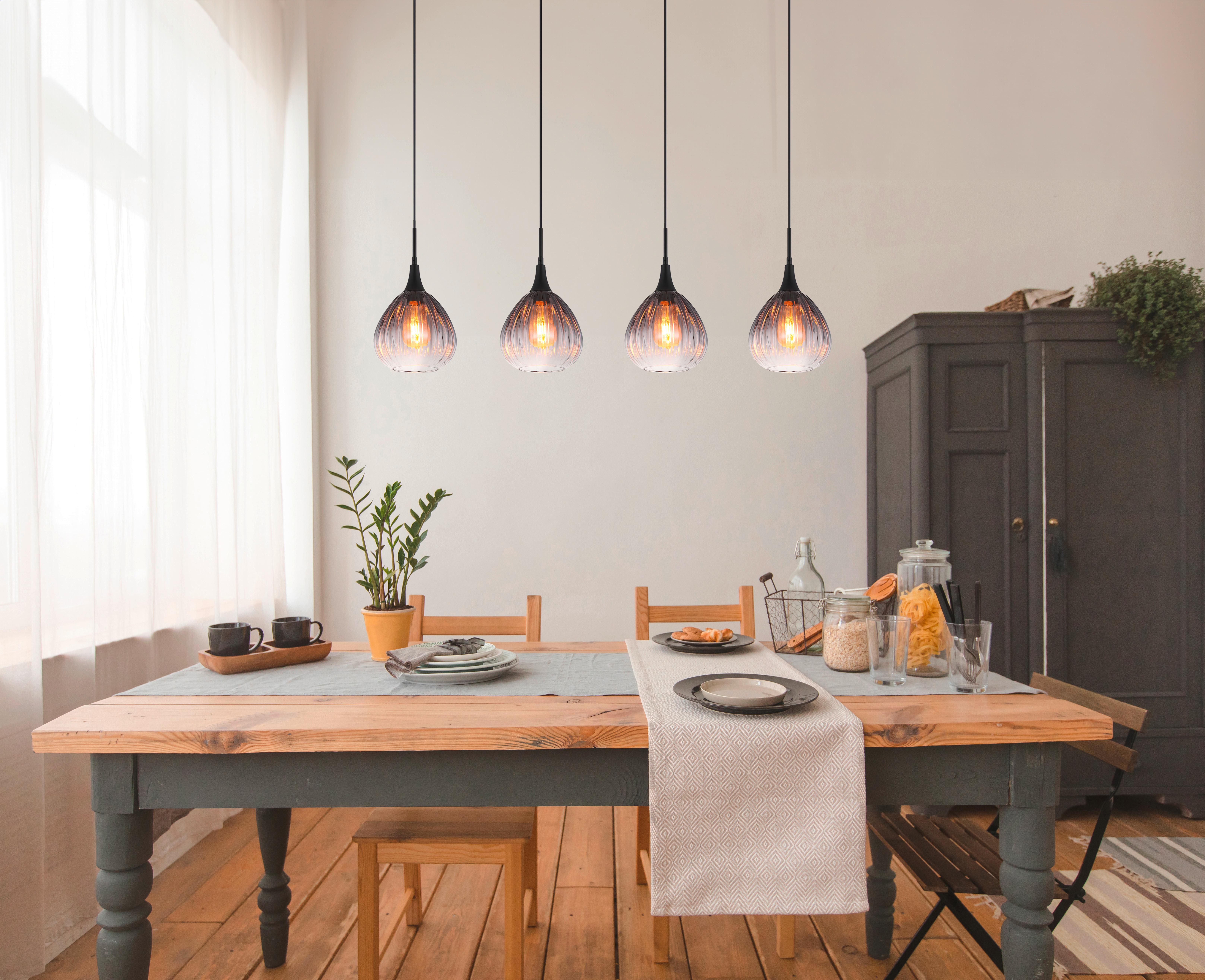 Hängeleuchte 15887-4h - Klar, Design, Glas/Metall (110/20/120cm) - Globo