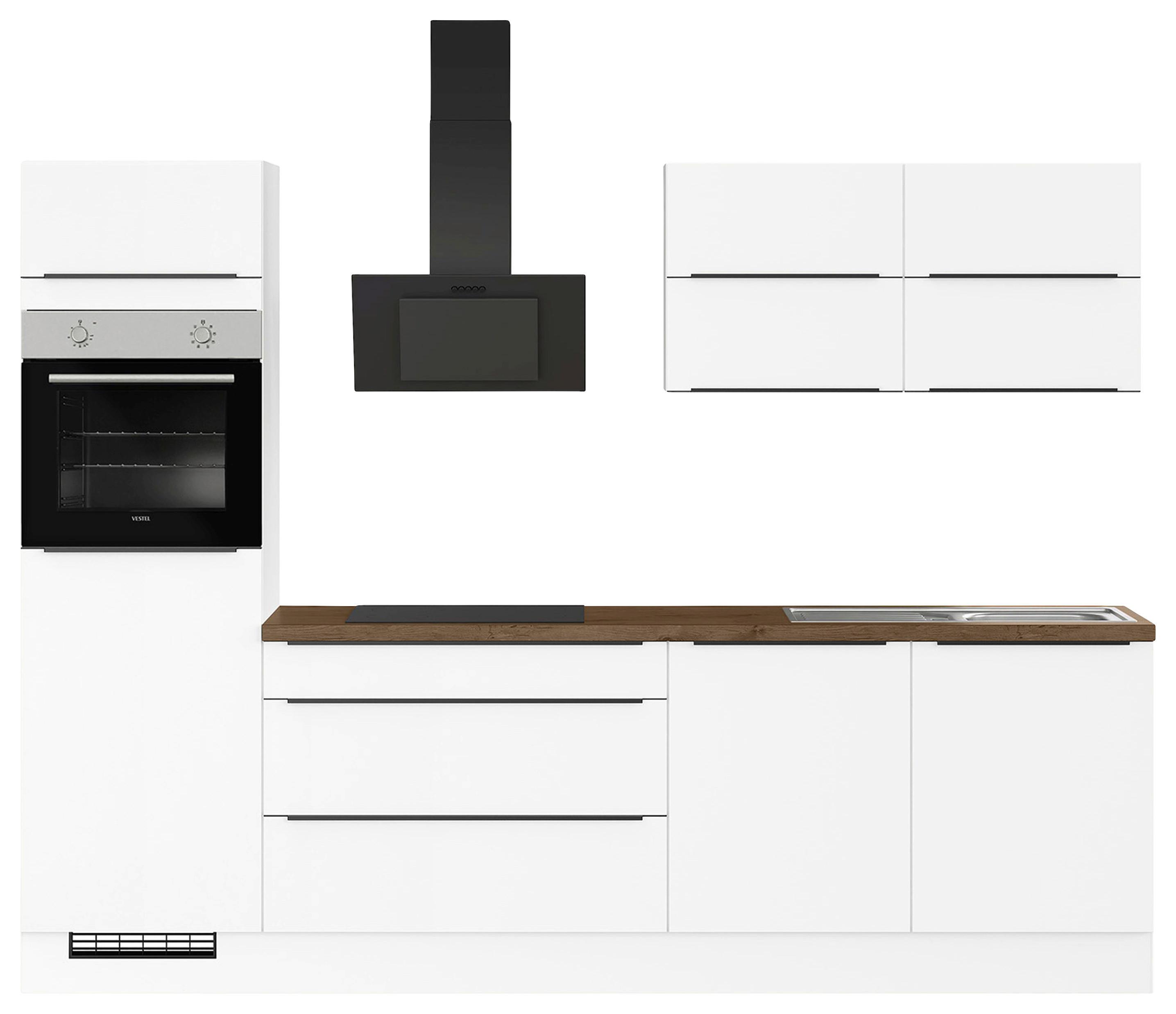 Küchenleerblock Ip3150 - Eiche dunkel/Weiß, Design, Holzwerkstoff (280cm) - Impuls