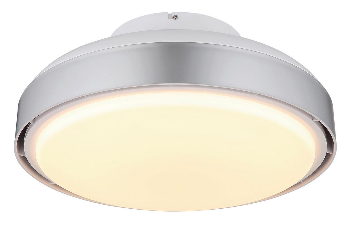 Deckenventilator Carney Opal Silberfarben Weiß D: 45cm - Silberfarben/Opal, Basics, Kunststoff (45/20cm) - Globo