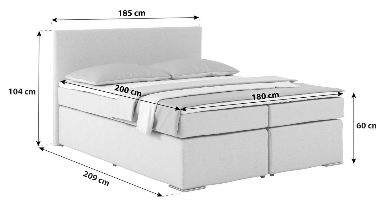 Postel Boxspring NERO PL: 180/200cm, černá - černá/barvy chromu, Konvenční, kov/textil (180/200cm)