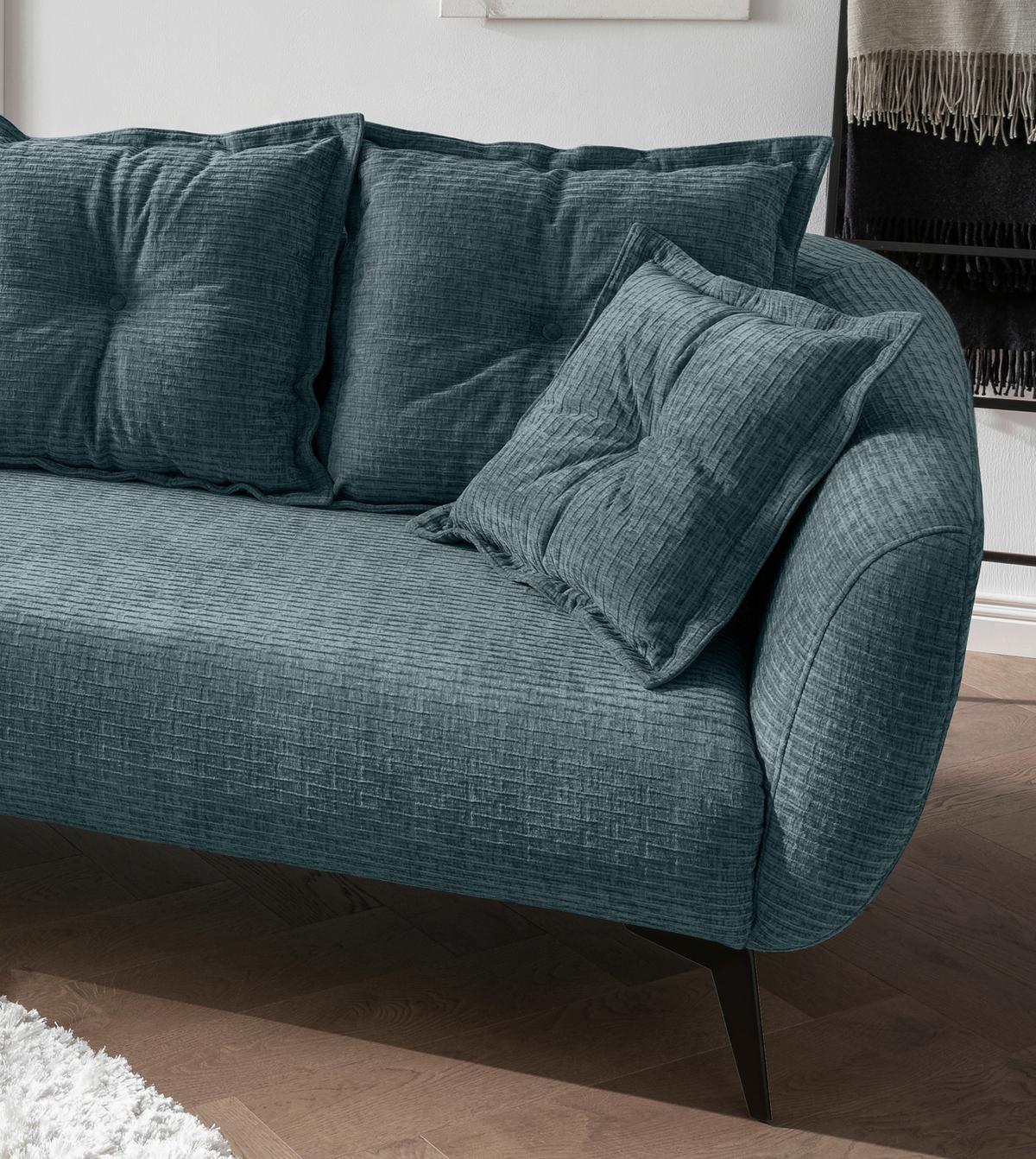 Ecksofa Baggio Blau S: 162x277 Cm - Blau/Schwarz, MODERN, Textil (162/277cm) - Livetastic