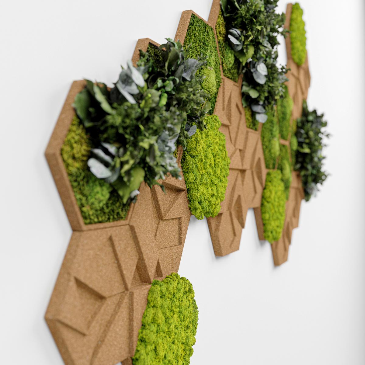Moospaneel Grün Hellbraun B: 19 cm - Hellbraun/Grün, Basics, Naturmaterialien/Holz (19/22cm)