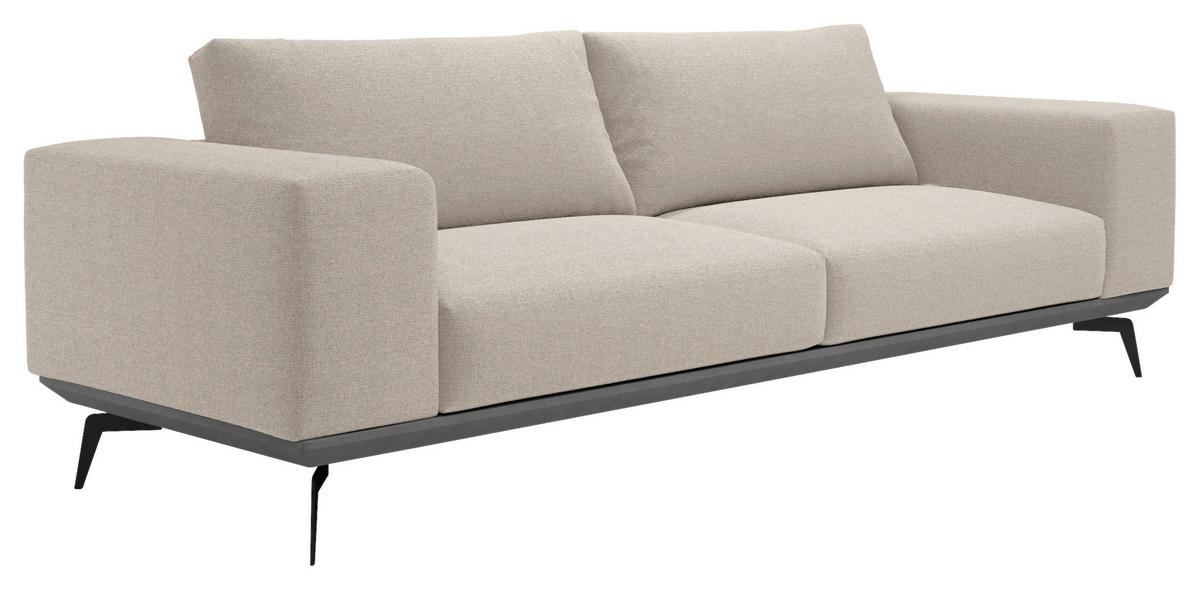 Dvojmiestna pohovka ALBERO, krémová - čierna/krémová, Design, kov/drevo (260/87/95cm) - MID.YOU