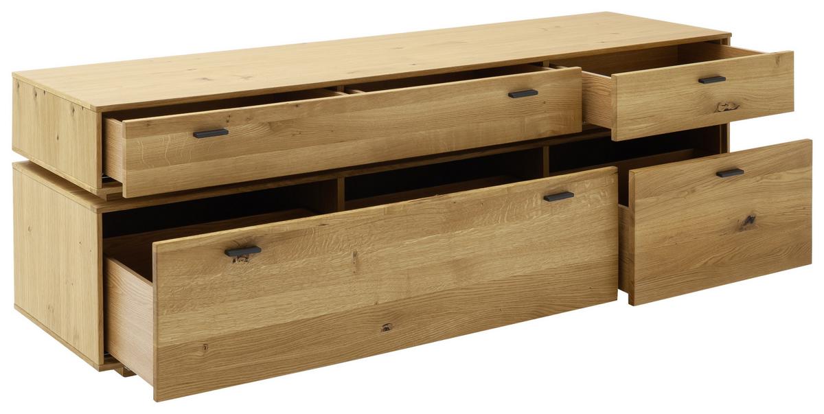 Lowboard Como B: 183 cm Wildeiche Massiv - Wildeiche, Natur, Holz/Holzwerkstoff (183/62/51cm) - MID.YOU