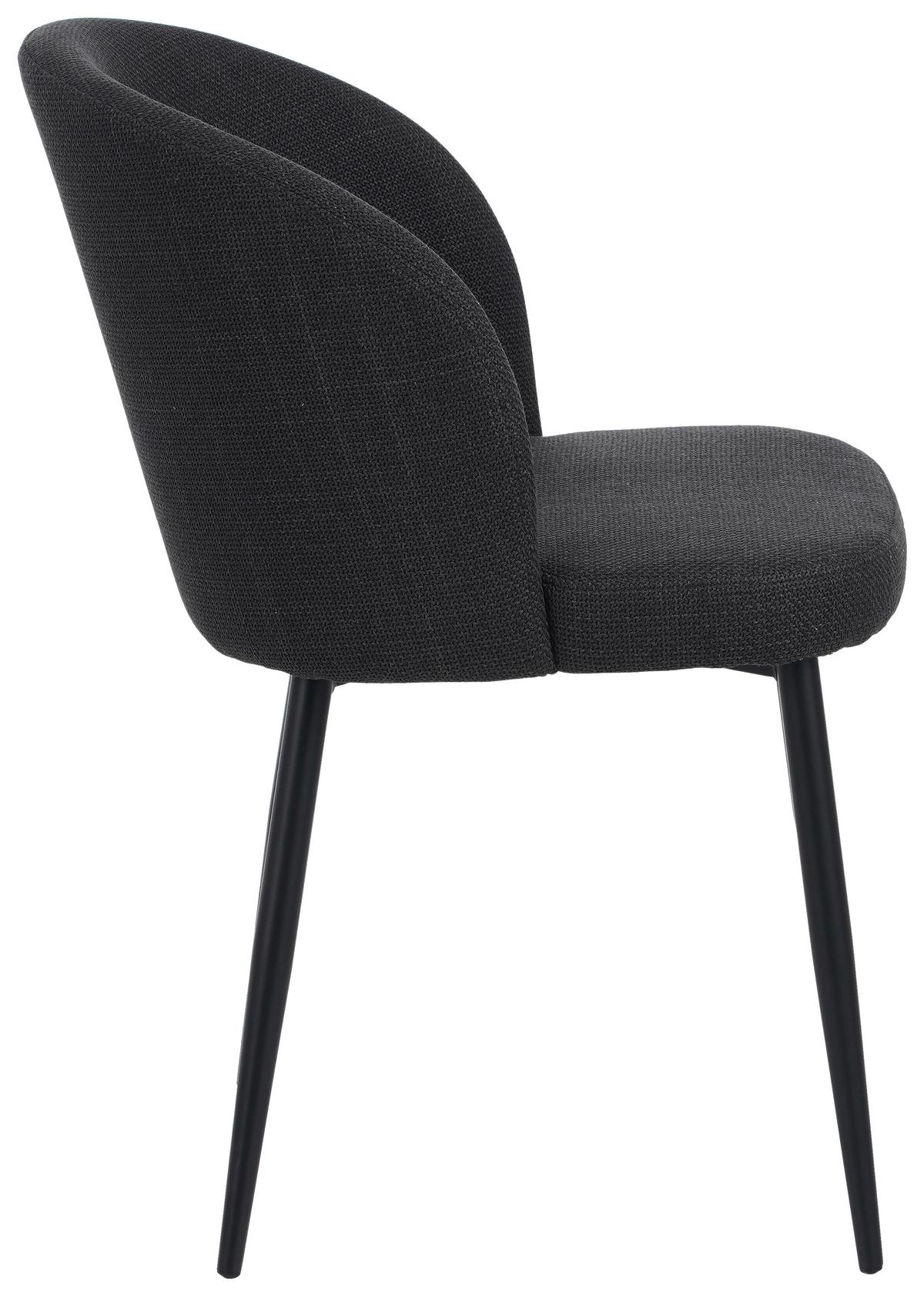 Vierfußstuhl Flo Webstoff Anthrazit, B: 49 cm - Anthrazit/Schwarz, KONVENTIONELL, Textil/Metall (49/78/58cm) - MID.YOU
