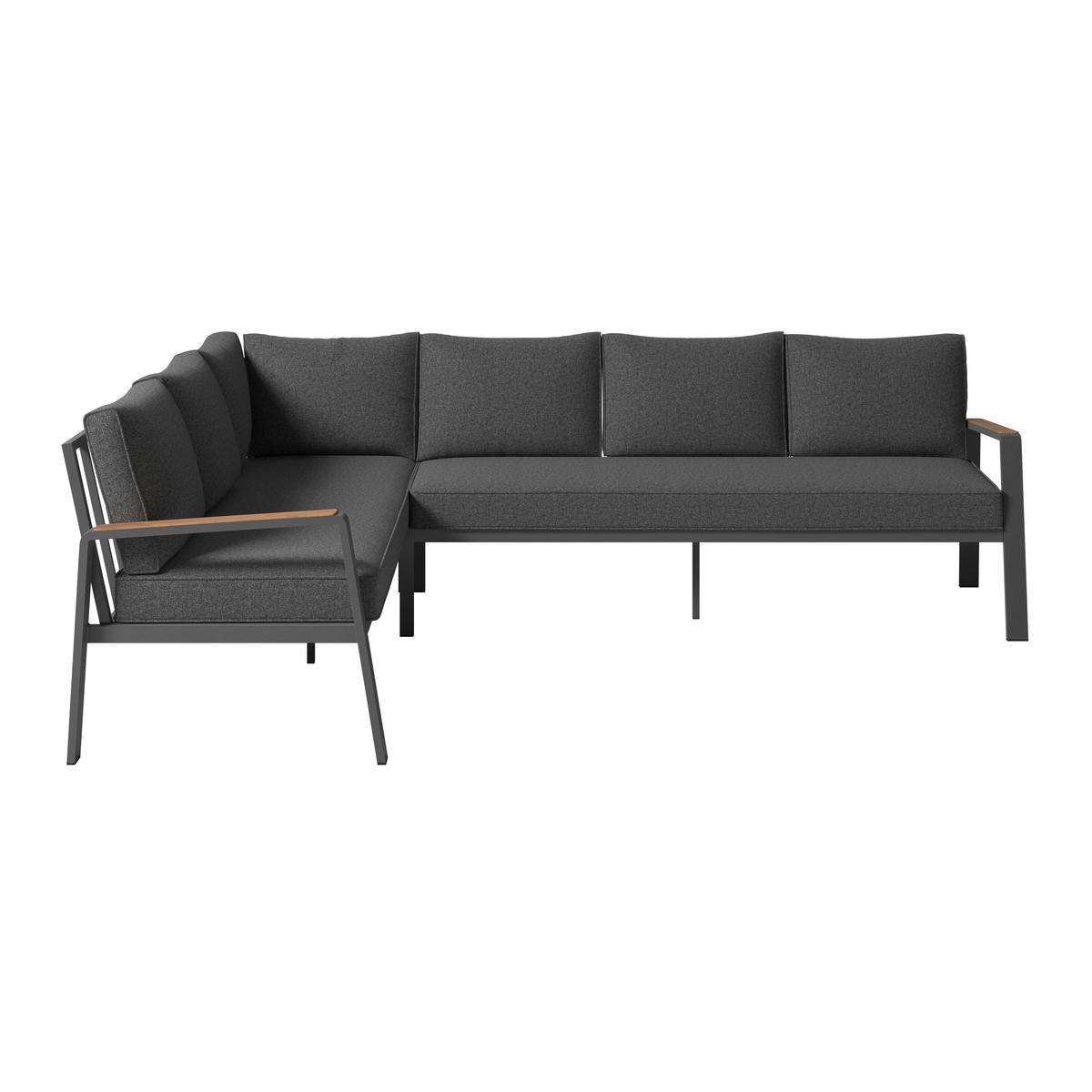 Loungegarnitur 3-Tlg Lecce Metall/Textil/Glas mit Kissen - Anthrazit/Schwarz, MODERN, Glas/Textil (194/255cm) - Beldano