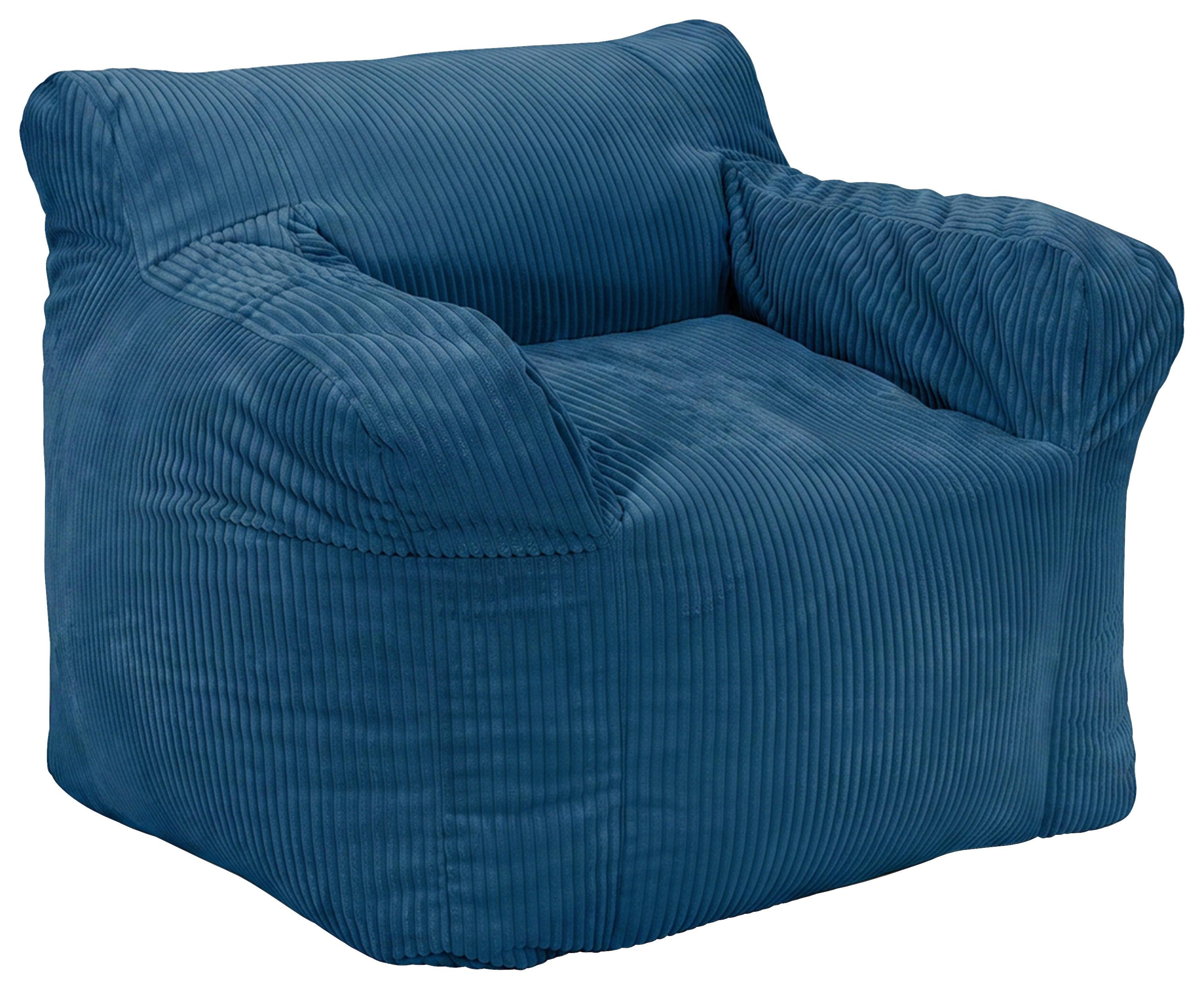 Sitzsack Rivo Cord dunkelblau,Indoor,B:110cm - Dunkelblau, Basics, Textil (110/75/100cm)