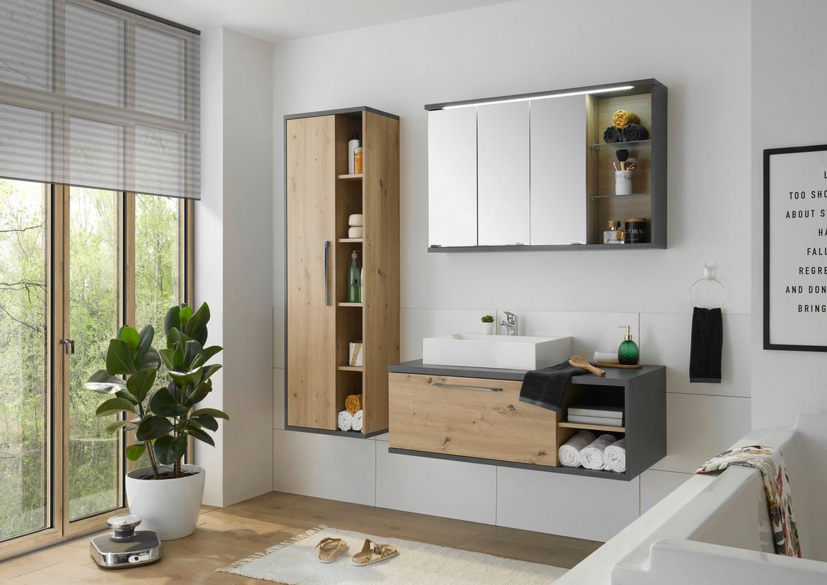 Hochschrank Nathan Bxh: 50x160 Cm Anthrazit/eiche Dekor - Anthrazit/Eiche Artisan, KONVENTIONELL, Holzwerkstoff (50/160/31cm) - MID.YOU