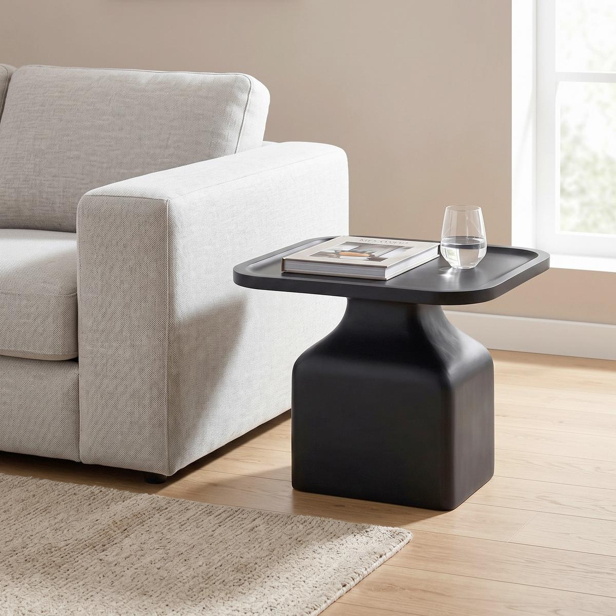 Odkládací stolek Noir, š: 50cm - černá, Moderní, dřevo (50/35/45cm) - Premium Living