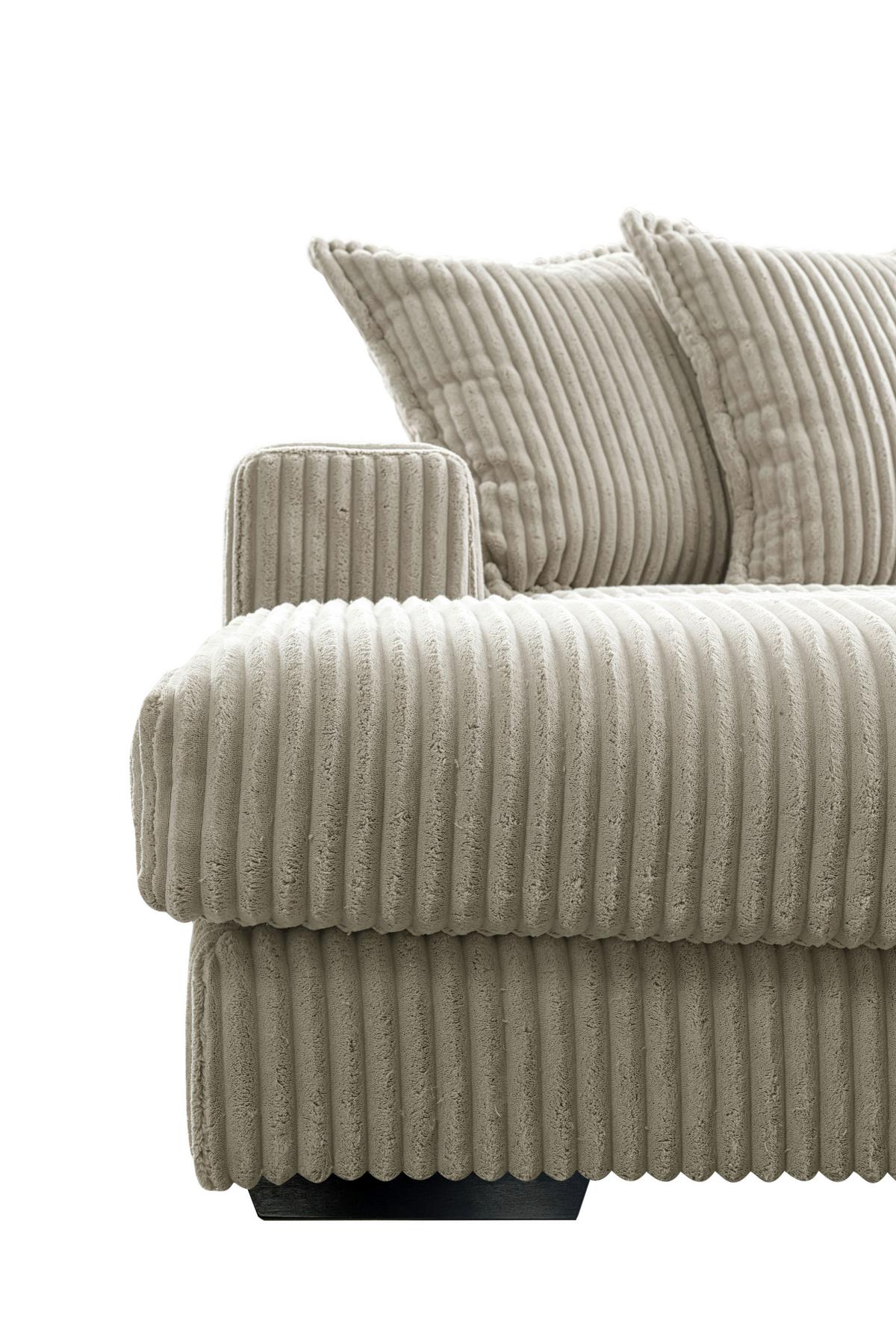 Ecksofa Funny Links Mit Hocker Hellgrau, Schenkel: 195x285 Cm - Hellgrau/Schwarz, Basics, Textil (195/285cm) - Livetastic