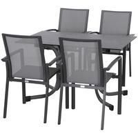 Gartengarnitur Velia 5-teilig Metall/textil - Anthrazit/Alufarben, KONVENTIONELL, Keramik/Textil - Siena Garden