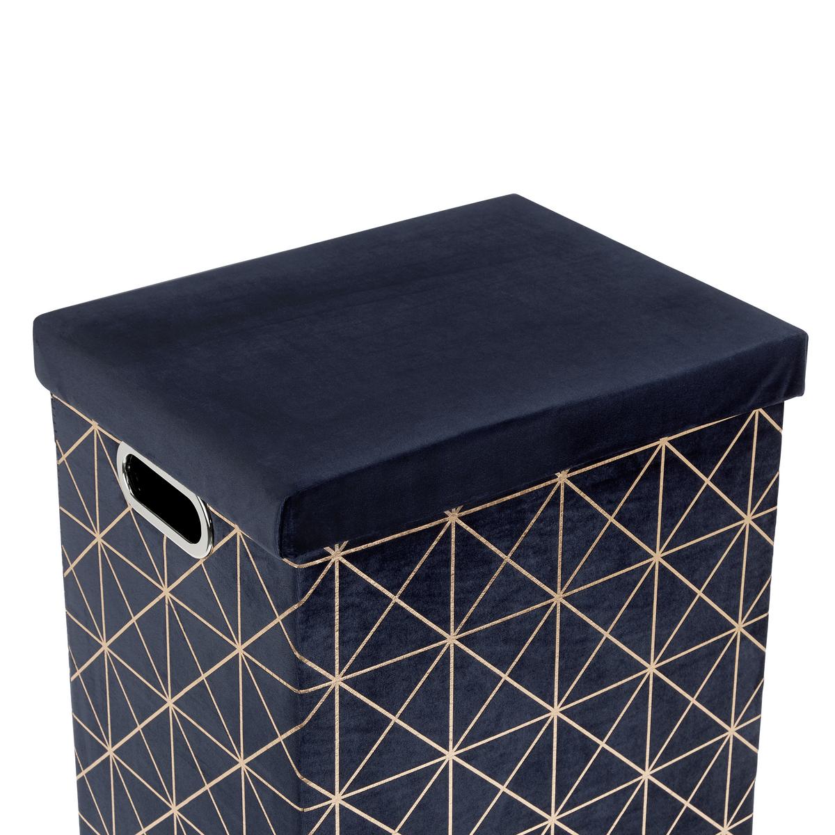 WÄSCHETONNE Pandora 50 Liter - Goldfarben/Dunkelblau, MODERN, Karton/Textil (39/54/29cm) - Luca Bessoni