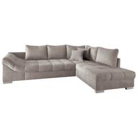 Eckschlafsofa Alvito Taupe S: 298/202 Cm - Taupe/Silberfarben, Design, Textil (298/202cm) - MID.YOU