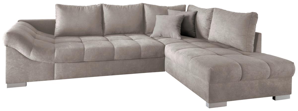 Eckschlafsofa Alvito Taupe S: 298/202 Cm - Taupe/Silberfarben, Design, Textil (298/202cm) - MID.YOU