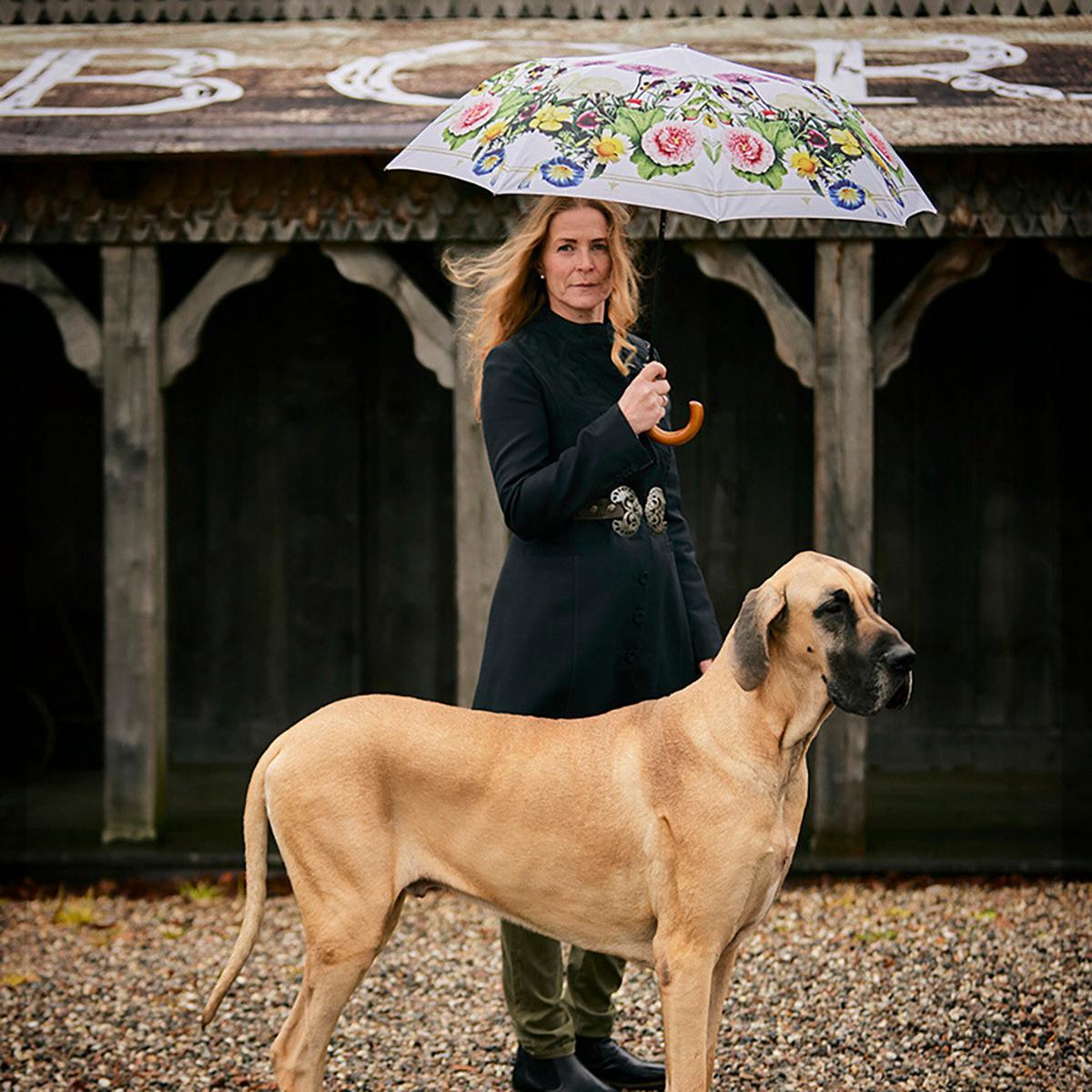 Regenschirm Flower Garden Jl - Multicolor/Schwarz, Basics, Holz/Textil (115cm)