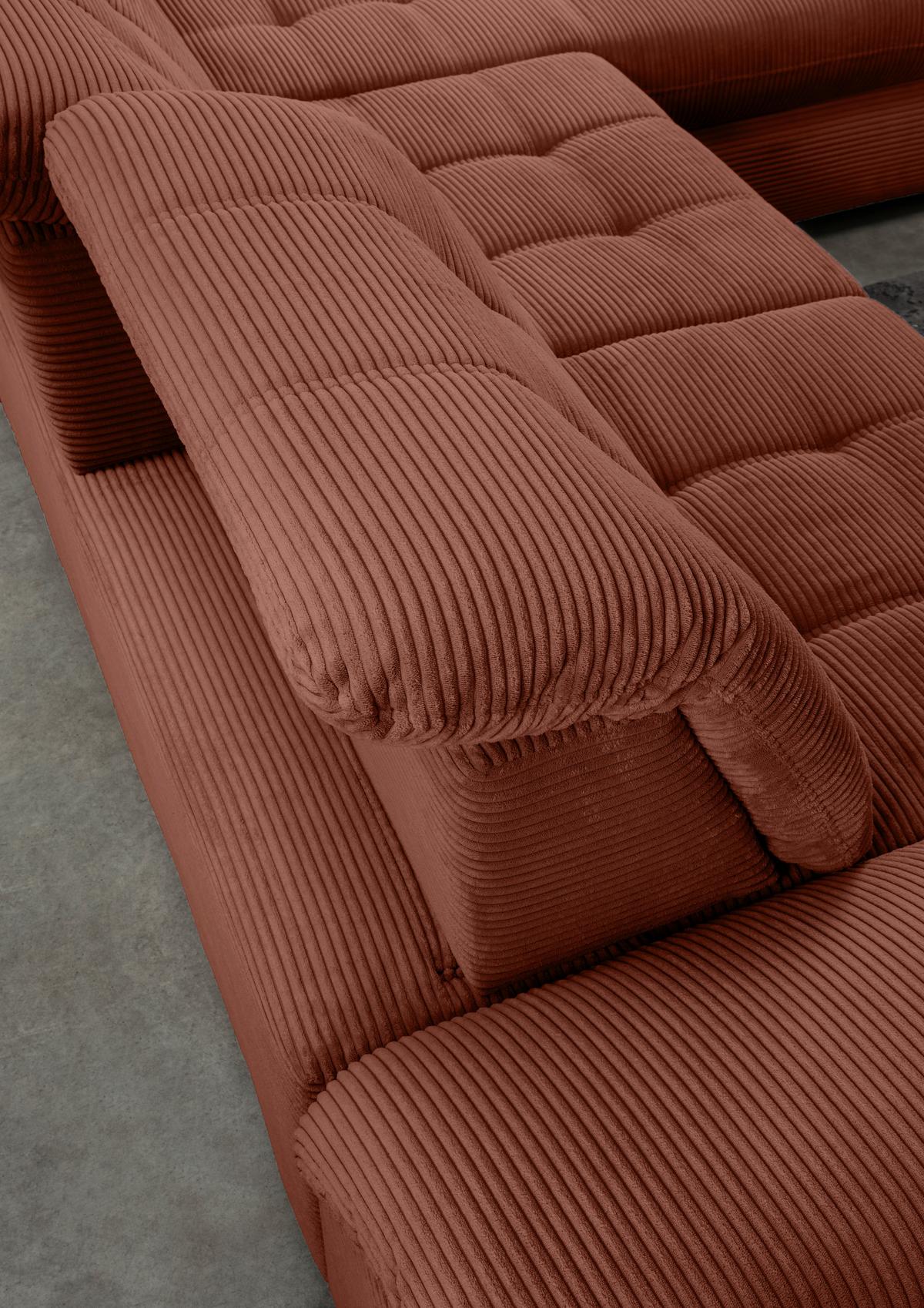 Ecksofa mit Bettkasten Rigatti Koralle S: 314x184 cm - Koralle/Schwarz, MODERN, Textil (314/184cm) - Livetastic