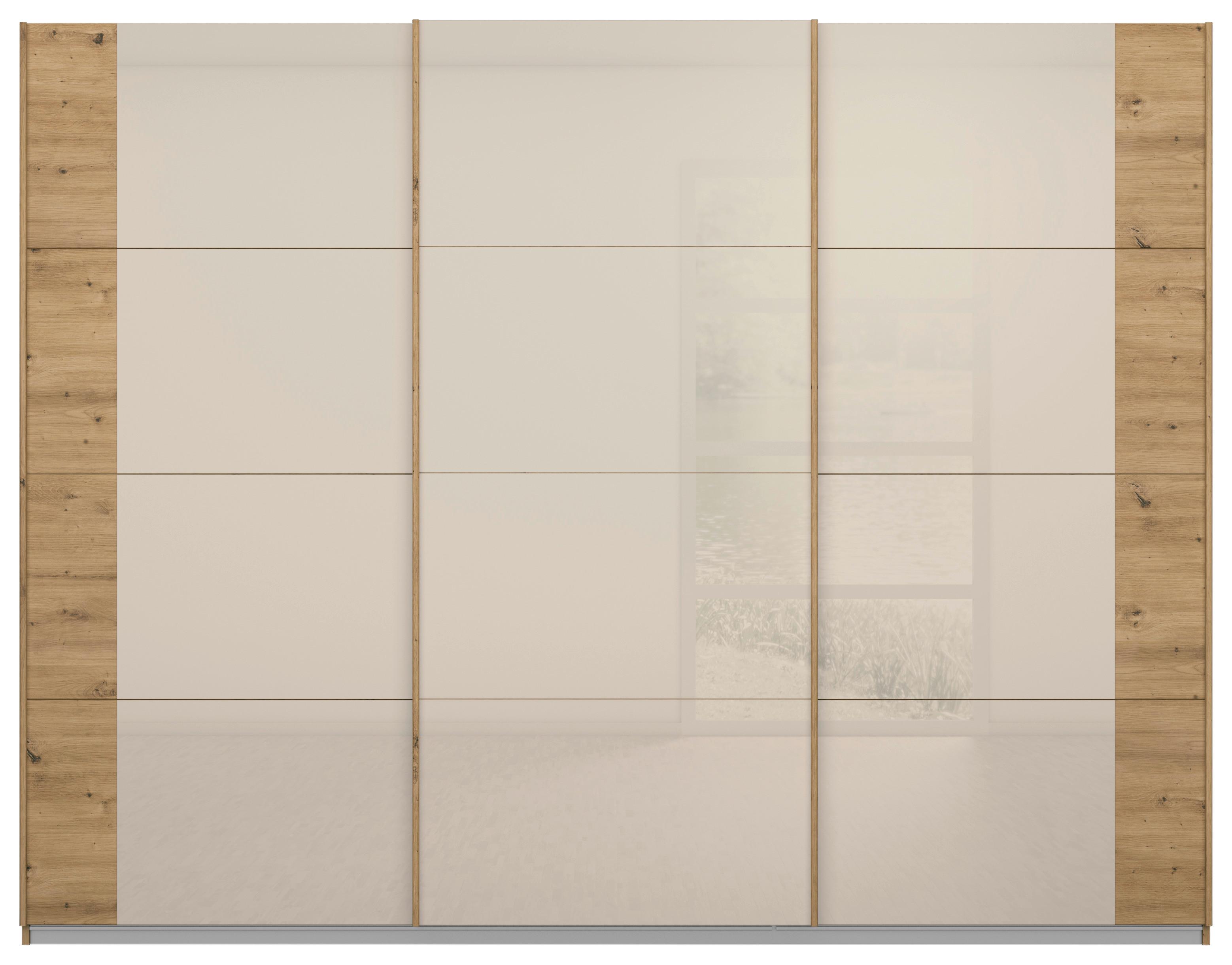 Schwebetürenschrank Artemis B: 271 cm Champagner/Eiche - Champagner/Eiche Artisan, MODERN, Glas/Holzwerkstoff (271/210/62cm) - Rauch Möbel