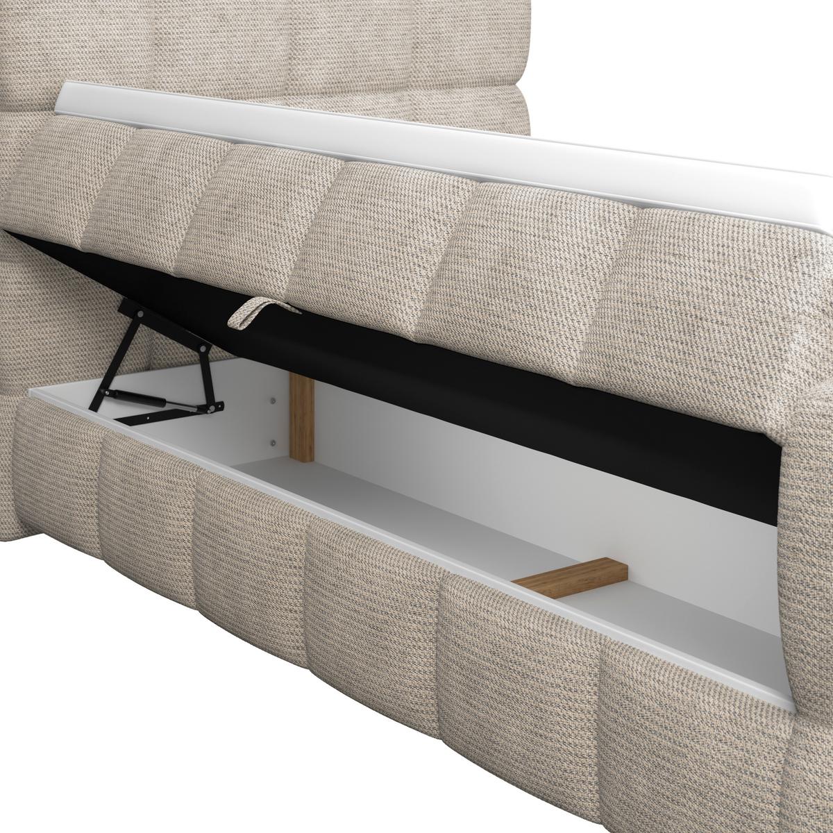 Boxspringbett Brisbane inkl. Bettkasten 140x200 - Beige/Schwarz, Trend, Holz/Holzwerkstoff (140/200cm) - Sembella